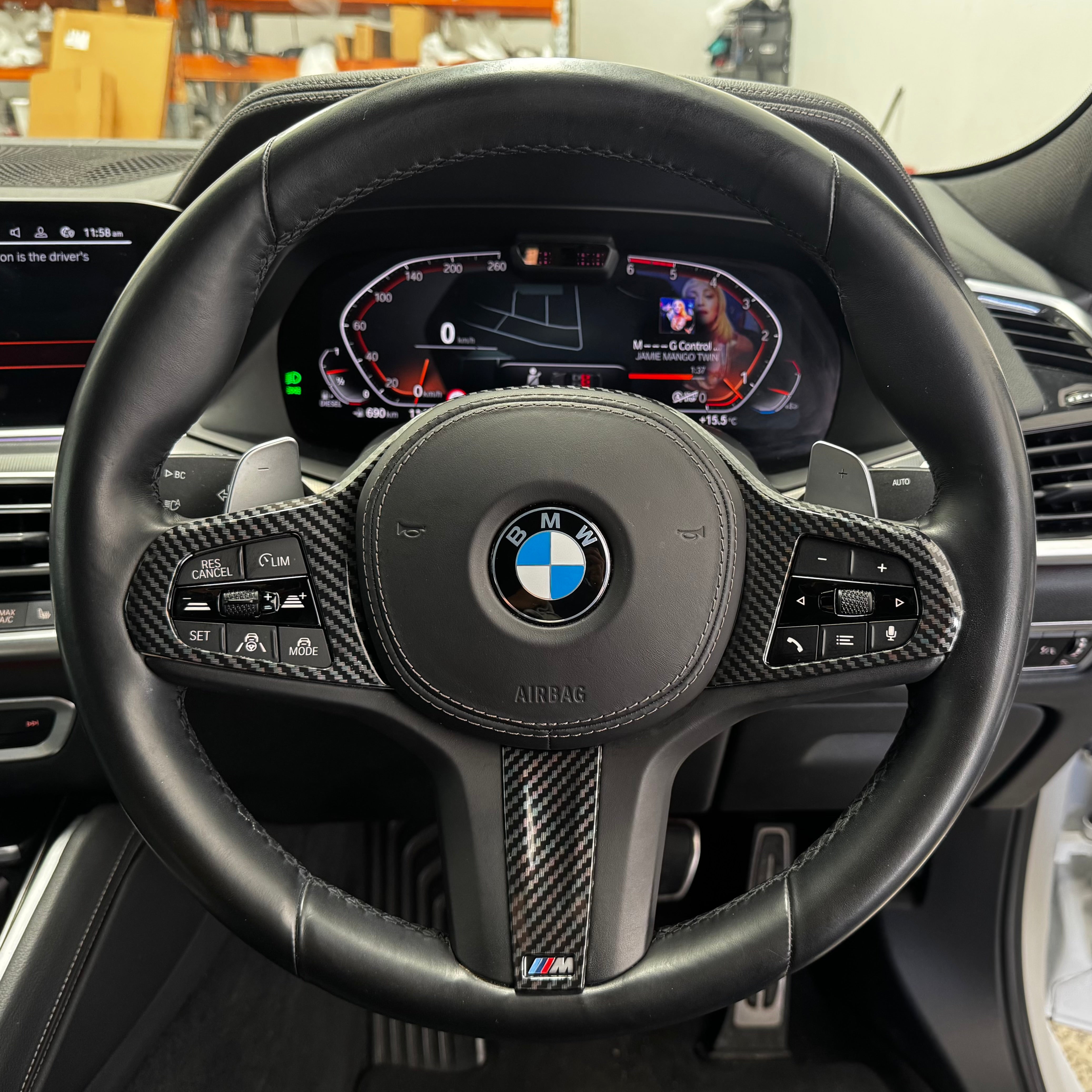 BMW X3/X4/X5/X6/X7 G01 | G08 | G02 |G05 | G06 | G07 Carbon Fibre Style Steering Wheel Trim