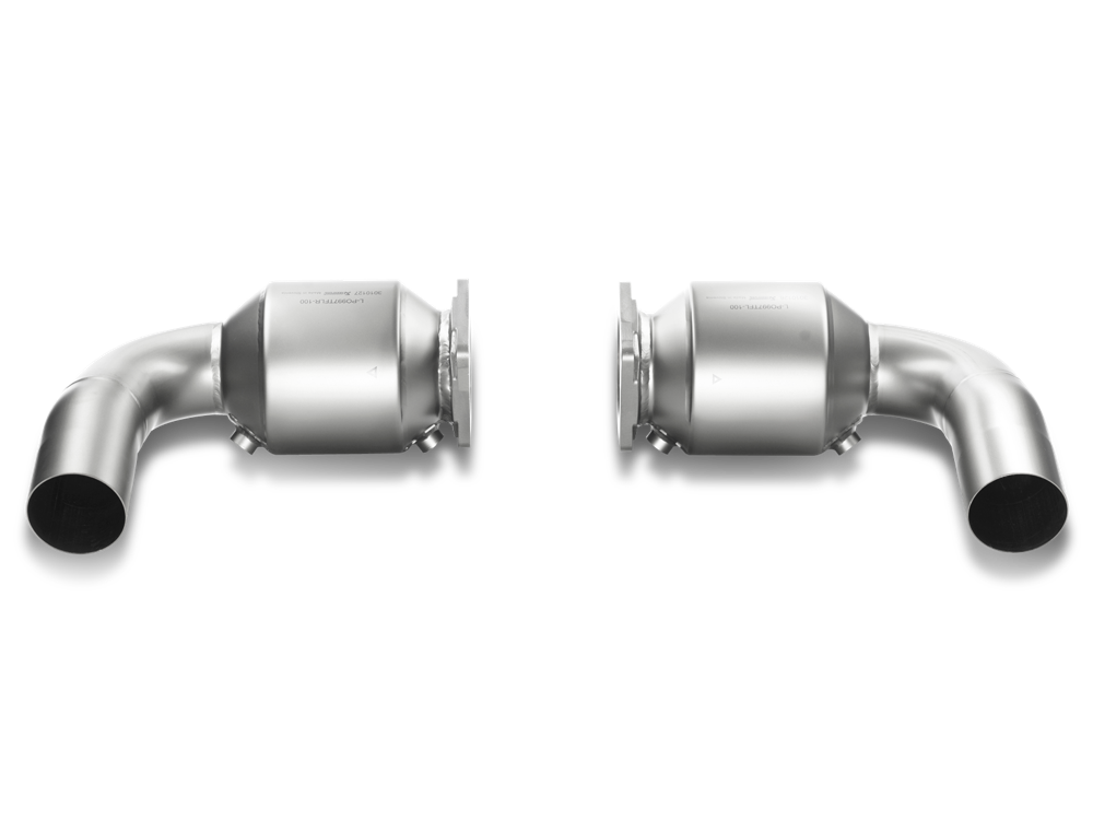 Akrapovic Link Pipe Set (100 cpsi cats, Titanium) for 997 Turbo / Turbo S 3.8L