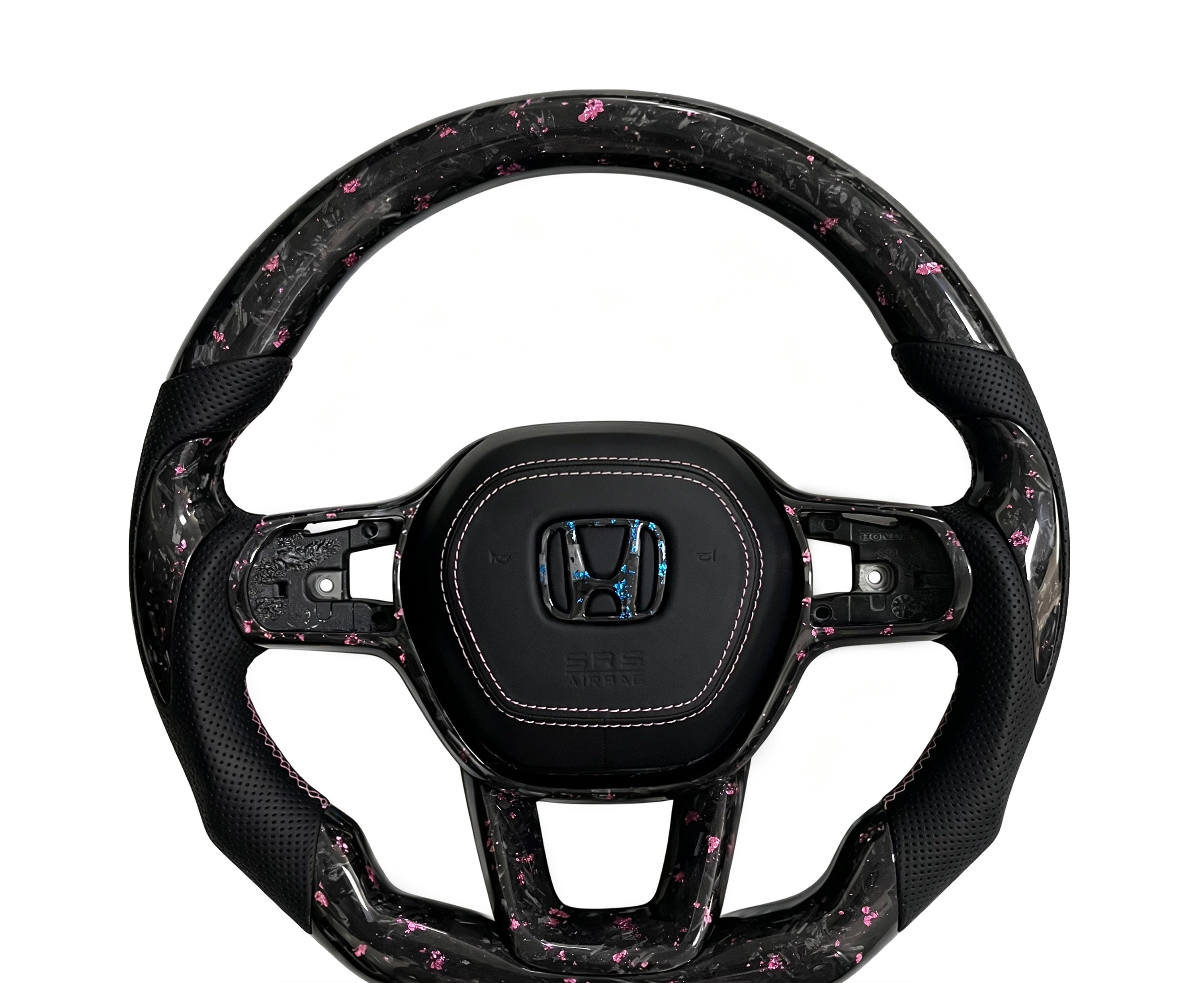 Honda Forged Carbon Fibre & Perforated Leather Steering Wheel (Design 15) on a clean white background
