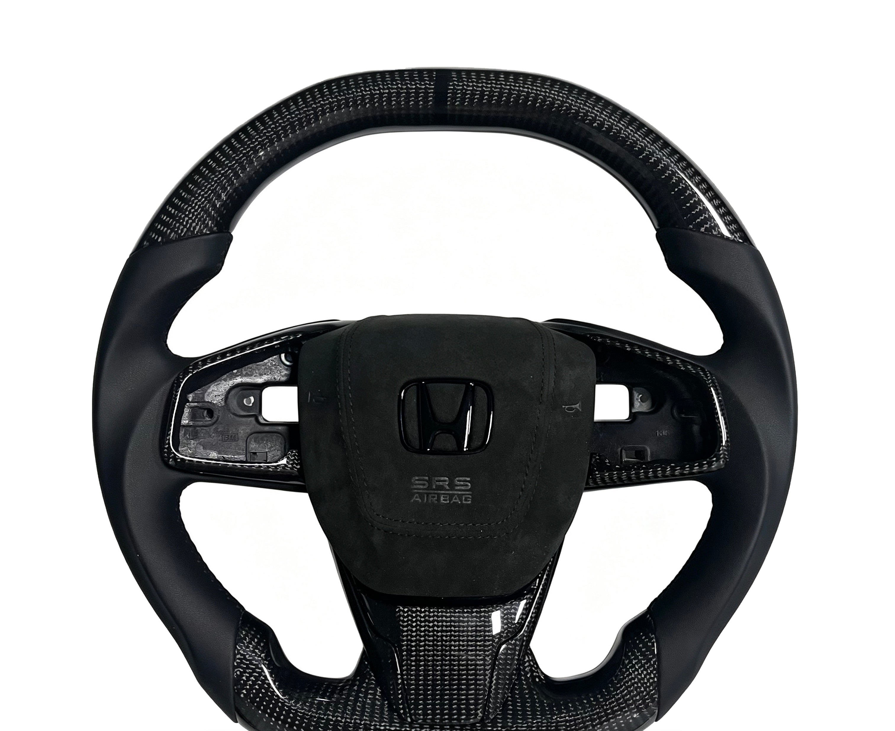 Honda Carbon Fibre & Smooth Leather Steering Wheel (Design 14) on a clean white background