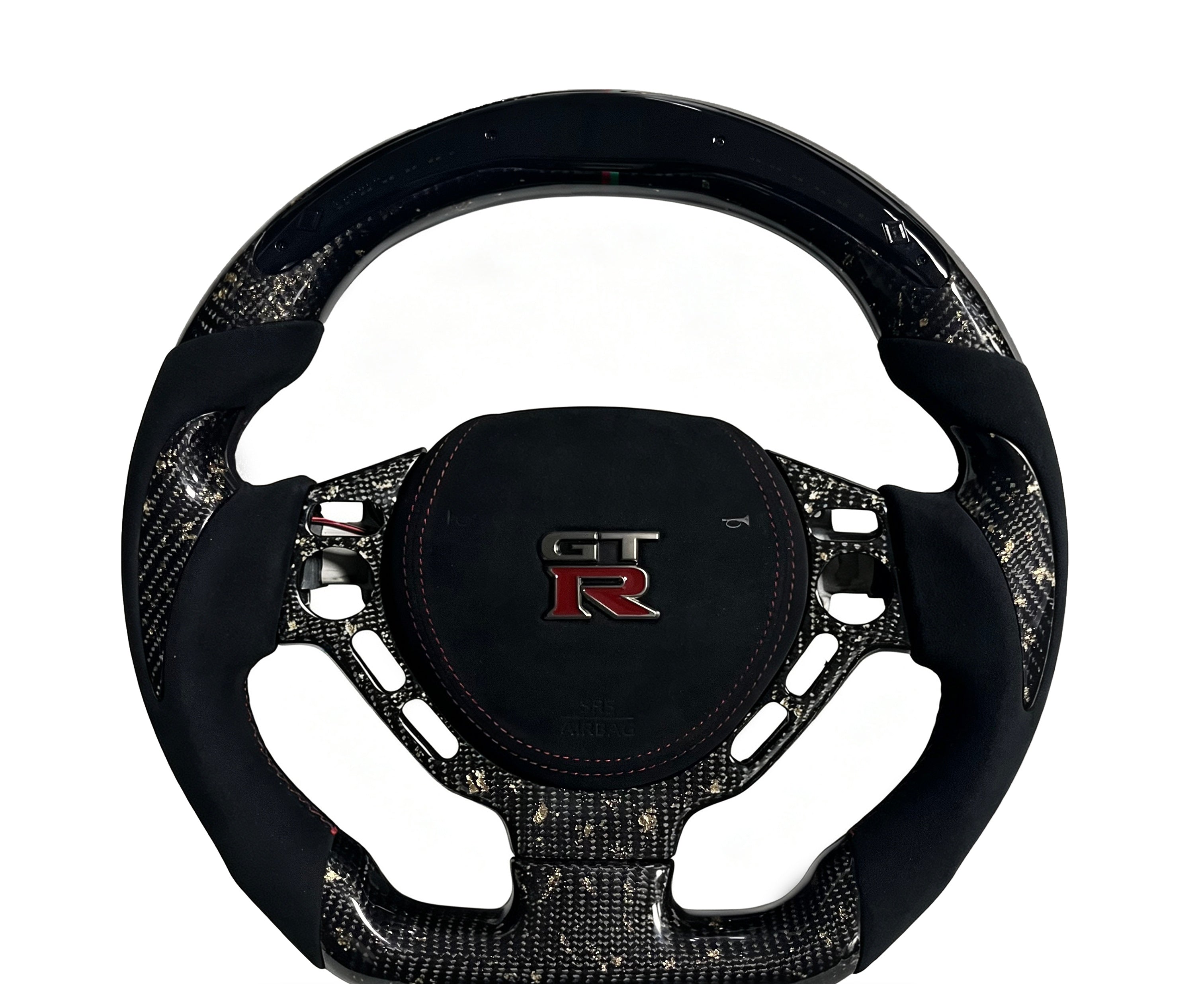 Nissan Forged Carbon Fibre & Alcantara Steering Wheel (Design 4) on a clean white background