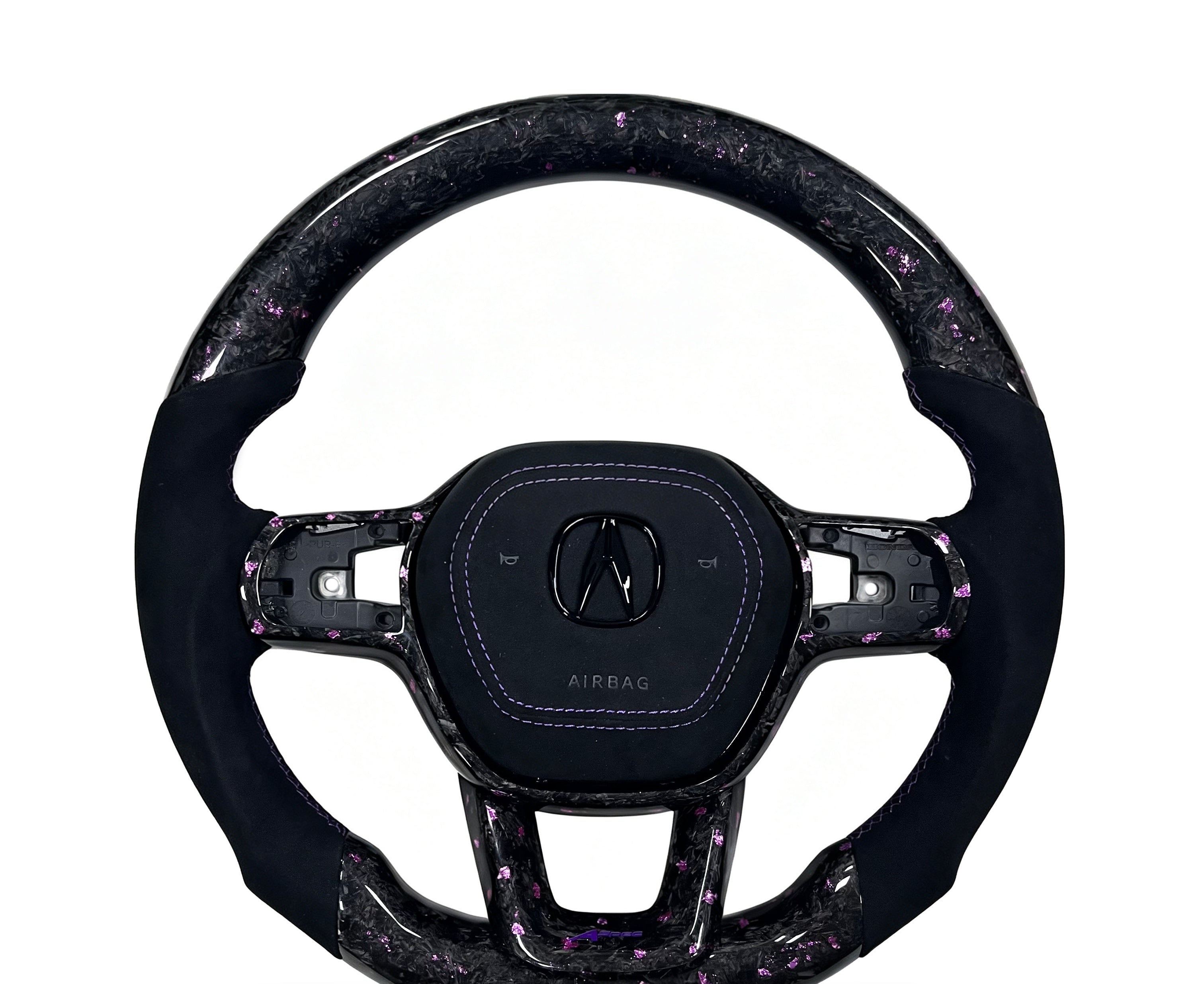 Honda Forged Carbon Fibre & Alcantara Steering Wheel (Design 10) on a clean white background