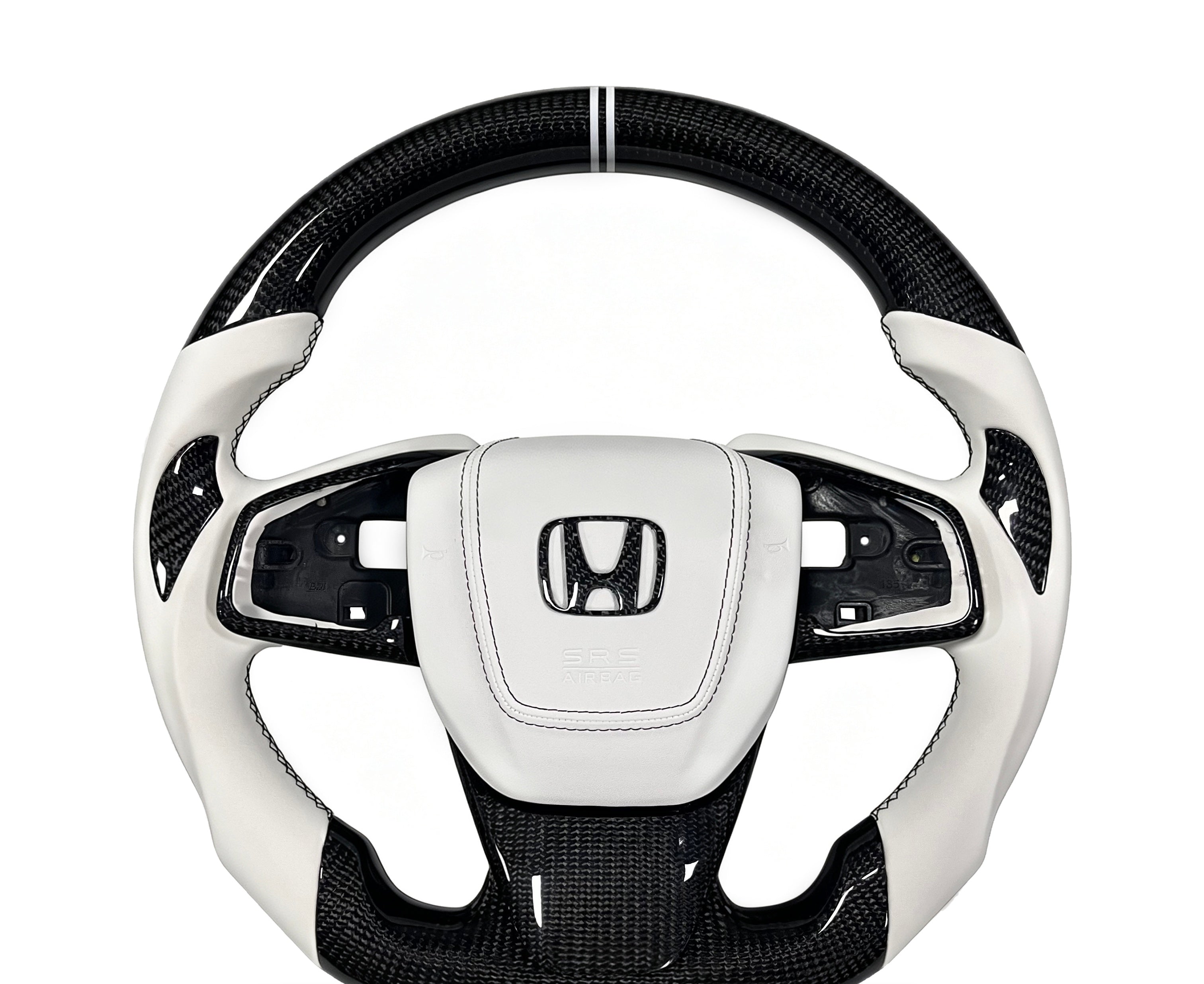 Honda Carbon Fibre & Smooth Leather Steering Wheel (Design 9) on a clean white background