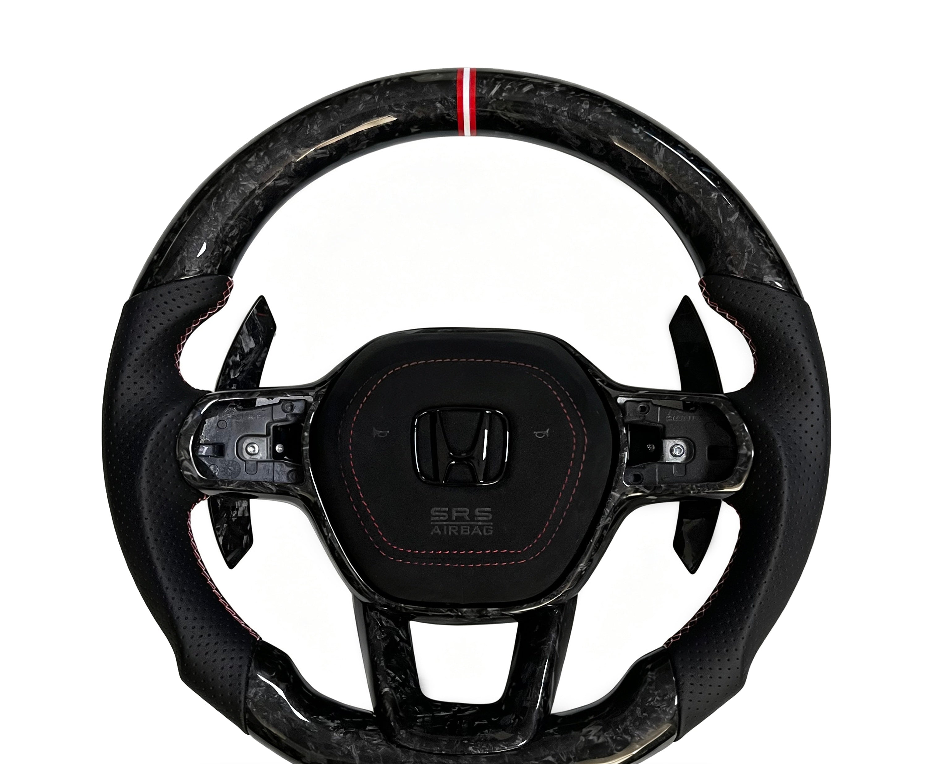 Honda Forged Carbon Fibre & Perforated Leather Steering Wheel (Design 7) on a clean white background