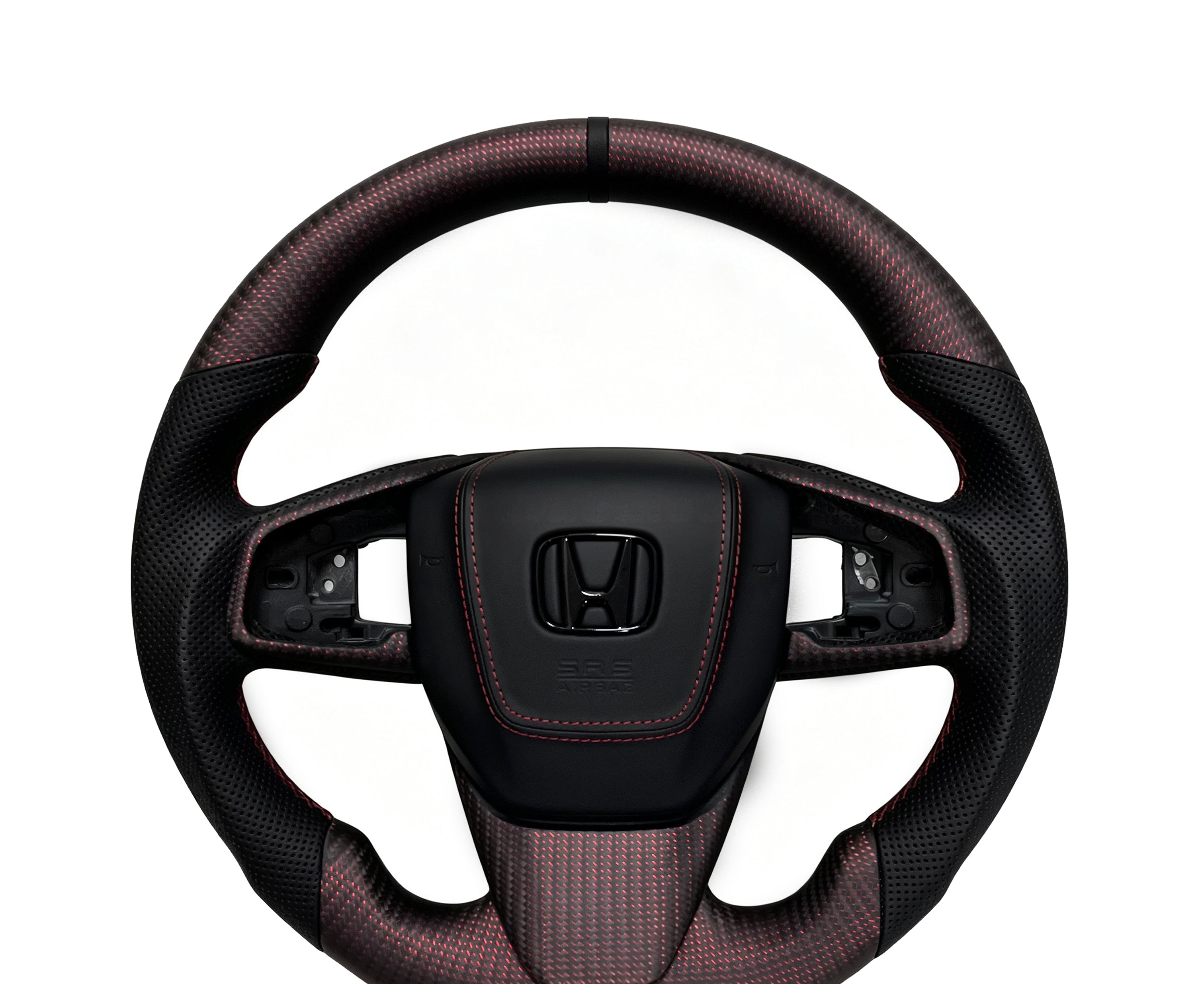 Honda Carbon Fibre & Perforated Leather Steering Wheel (Design 6) on a clean white background