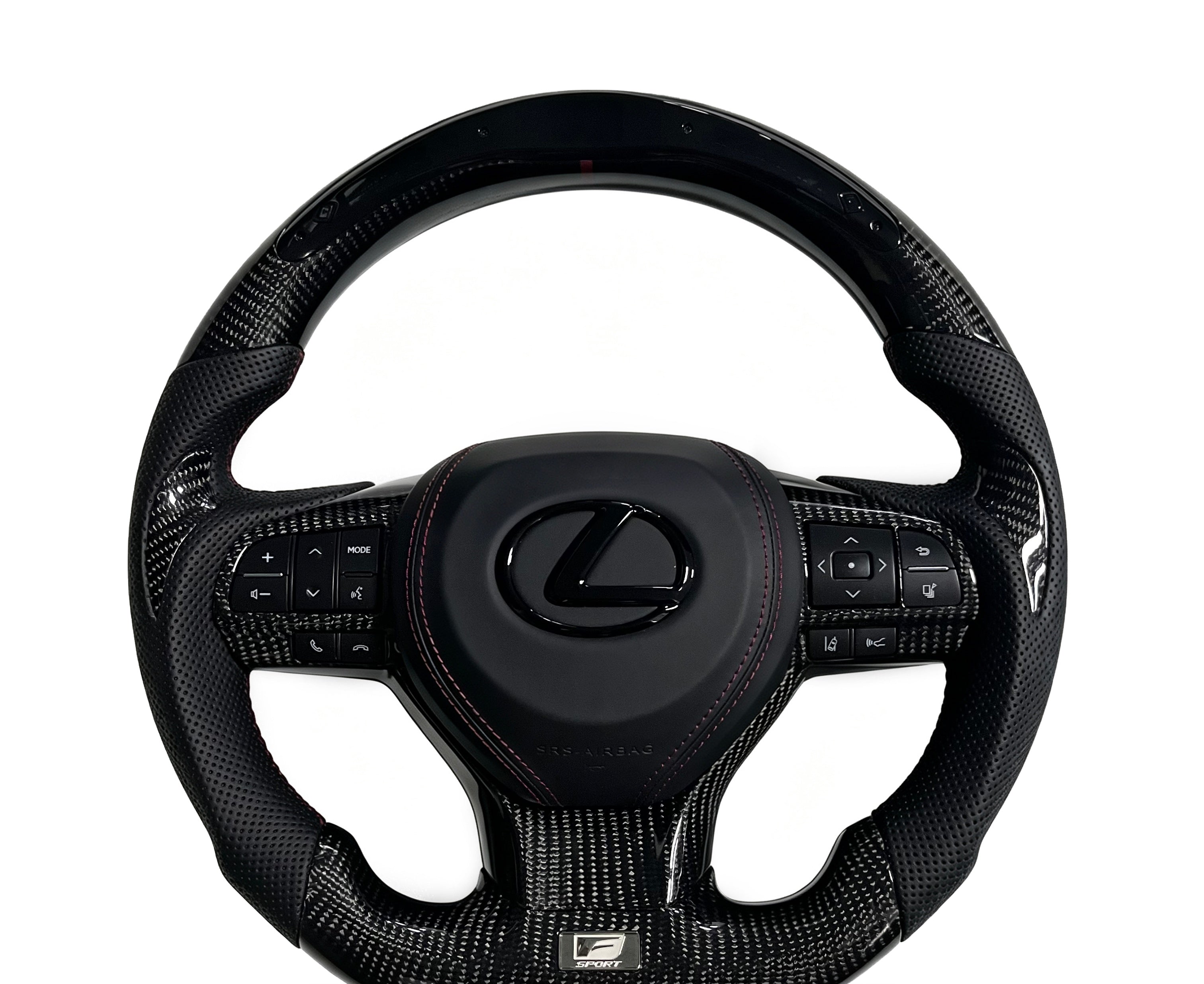 Lexus Carbon Fibre & Perforated Leather Steering Wheel (Design 2) on a clean white background