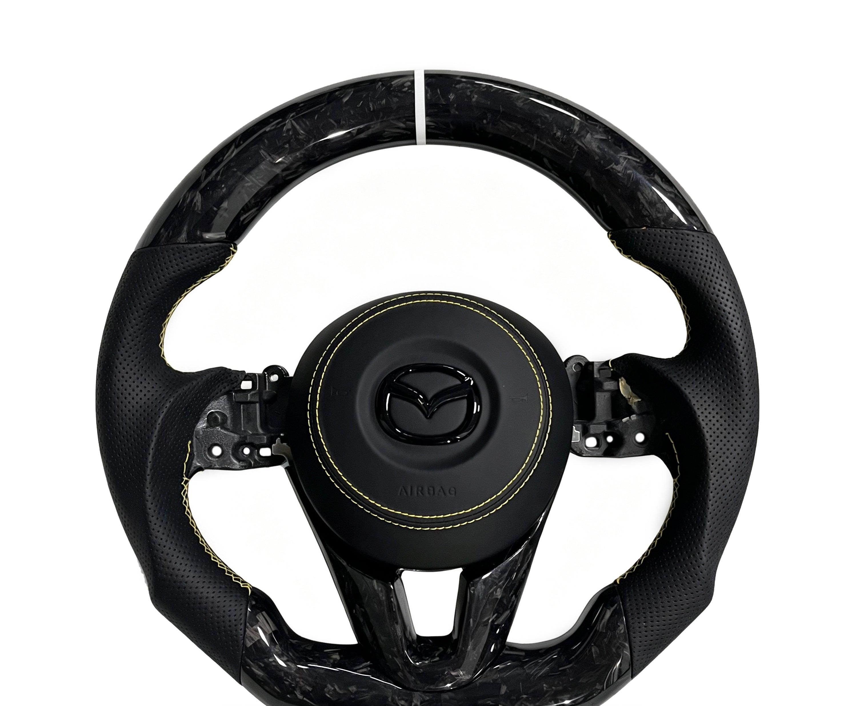 Mazda Fogred Carbon Fibre & Perforated Leather Steering Wheel (Design 1) on a clean white background