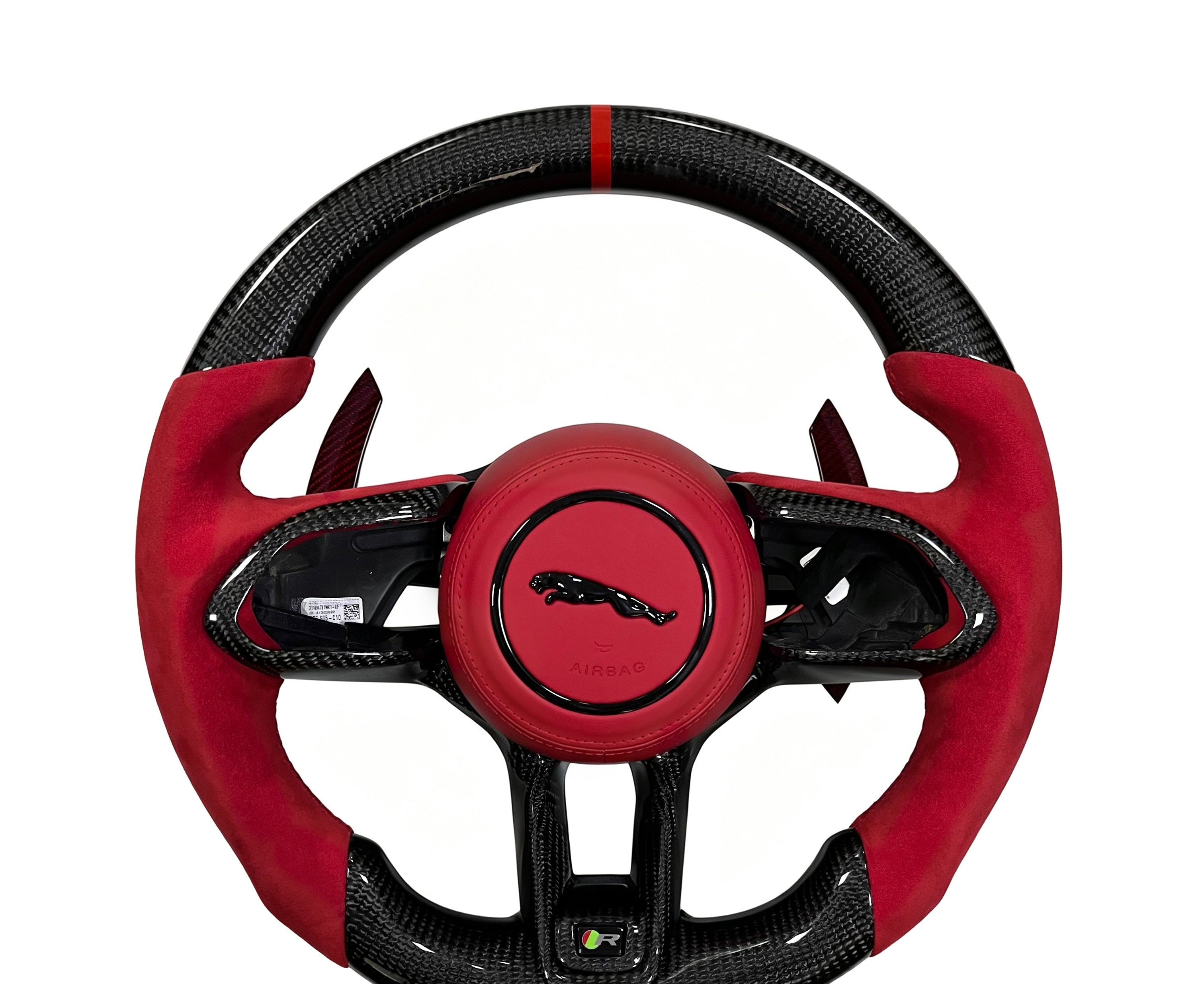 Jaguar Carbon Fibre & Alcantara Steering Wheel (Design 3) on a clean white background