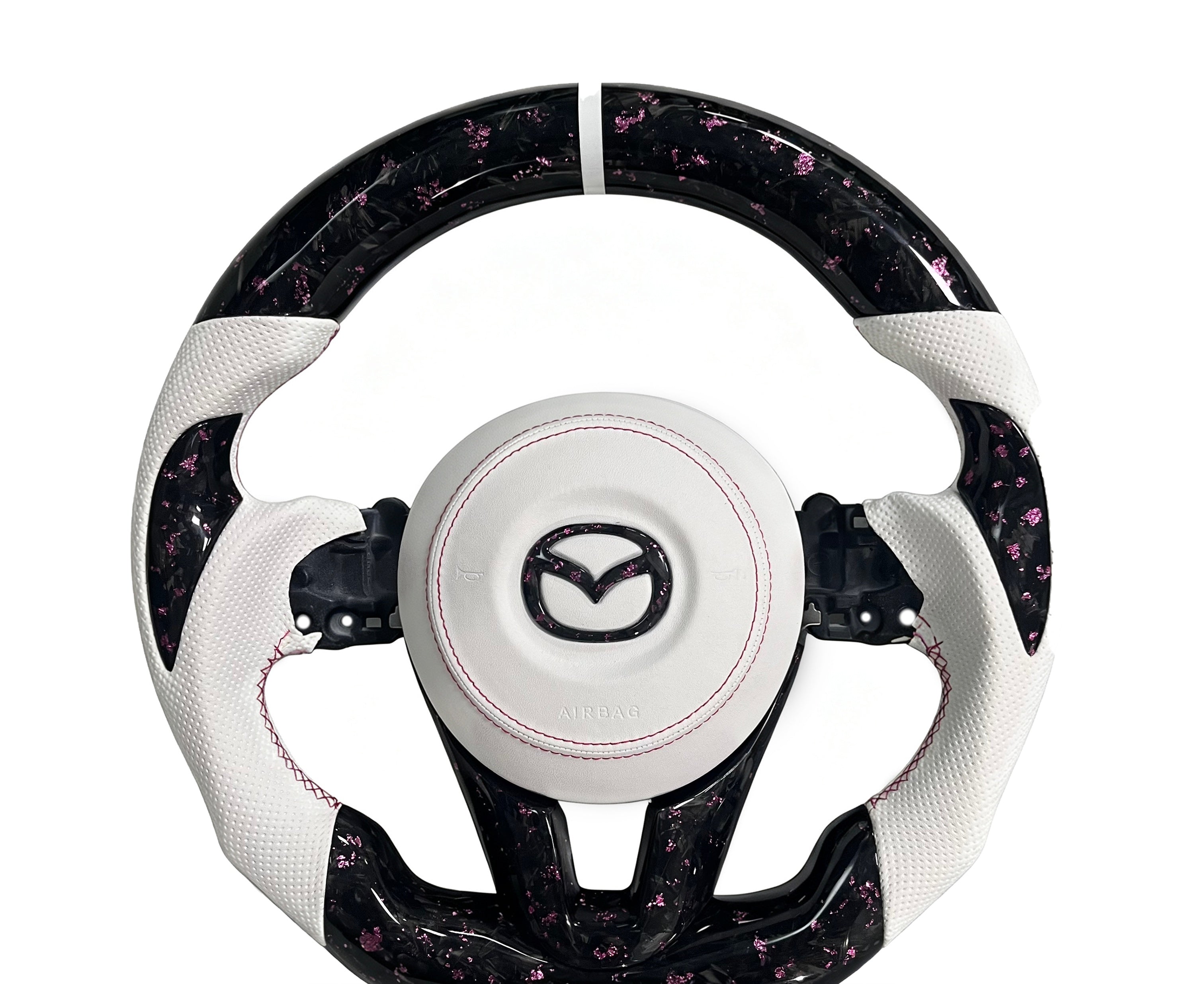 Mazda Forged Carbon Fibre & Perforated Leather Steering Wheel (Design 5) on a clean white background