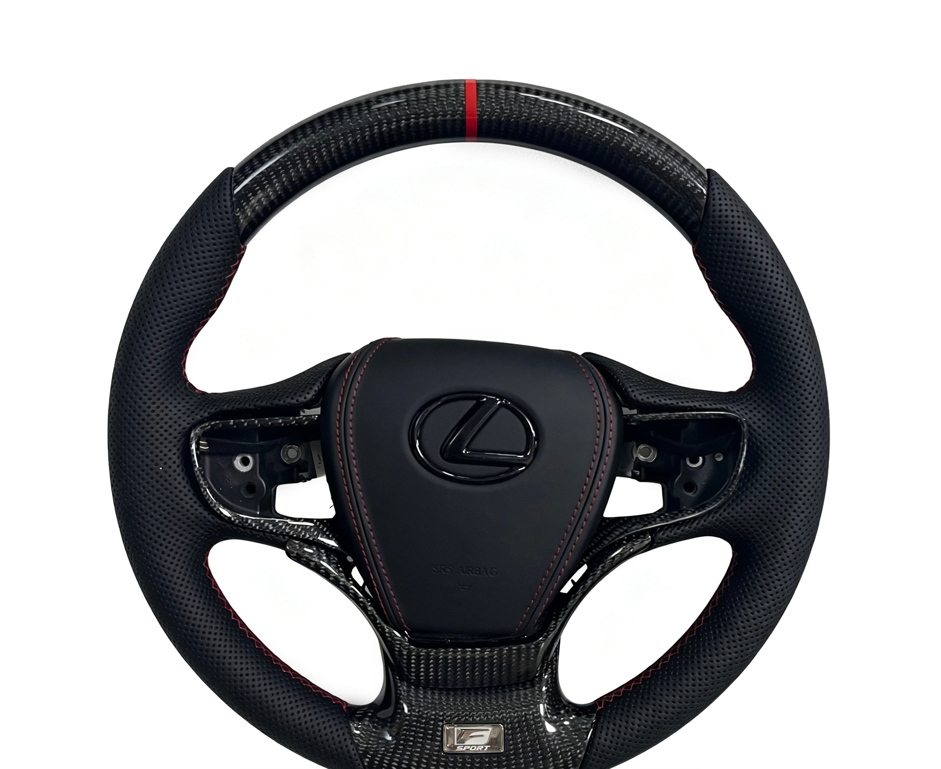 Lexus Carbon Fibre & Perforated Leather Steering Wheel VII on a clean white background