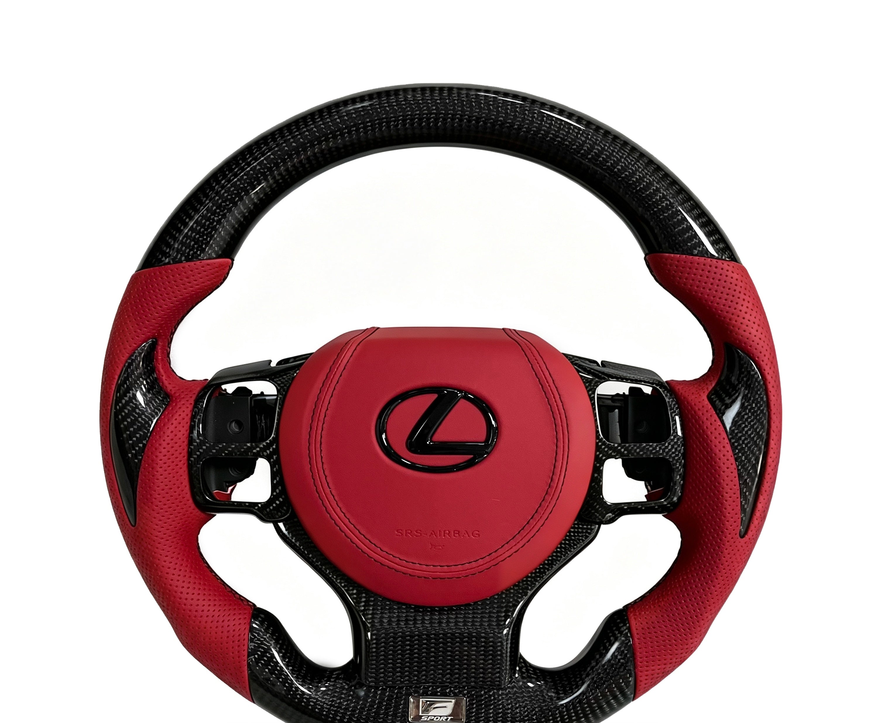 Lexus Carbon Fibre & Perforated Leather Steering Wheel VI on a clean white background