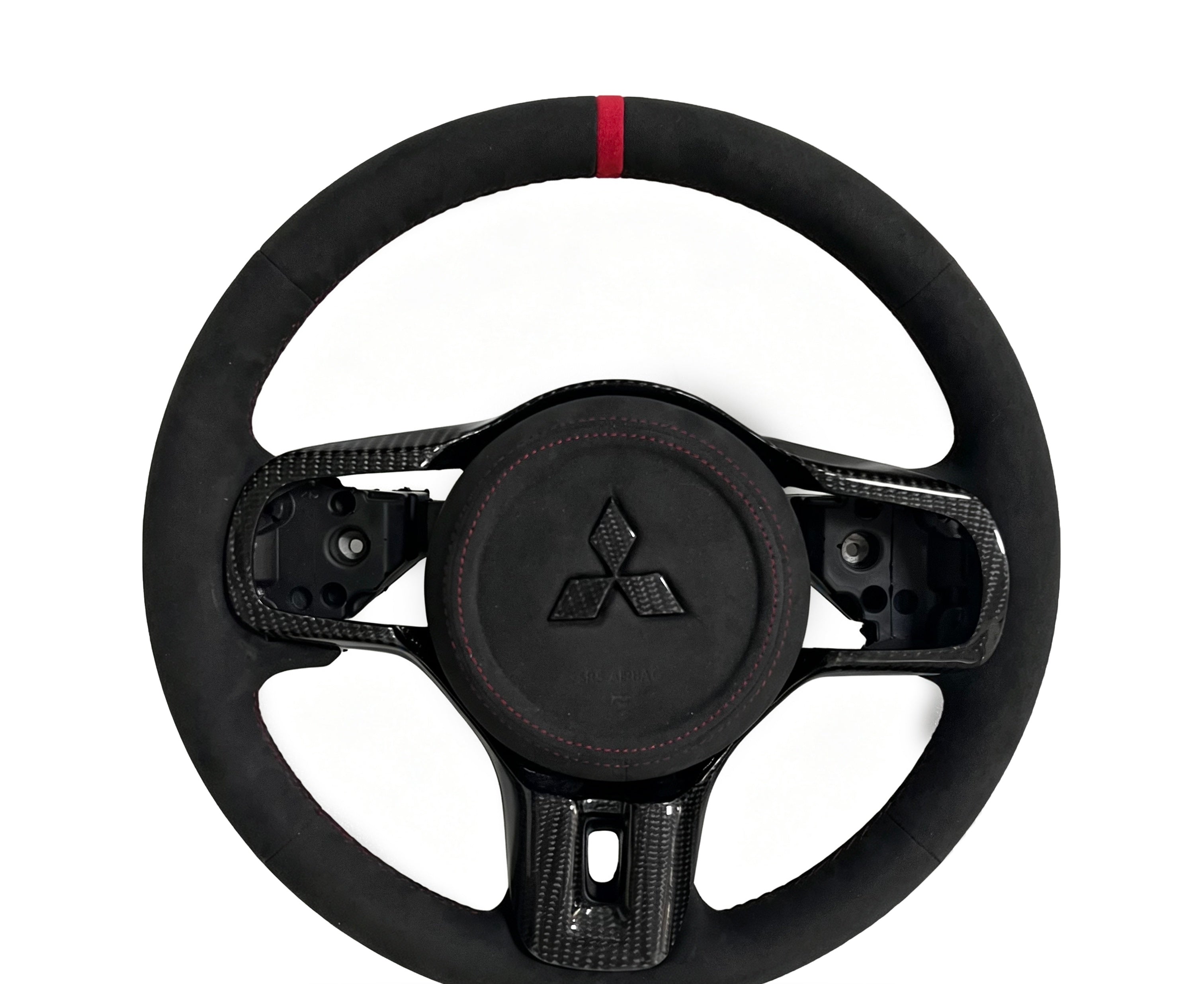 Mitsubishi Alcantara Steering Wheel on a clean white background