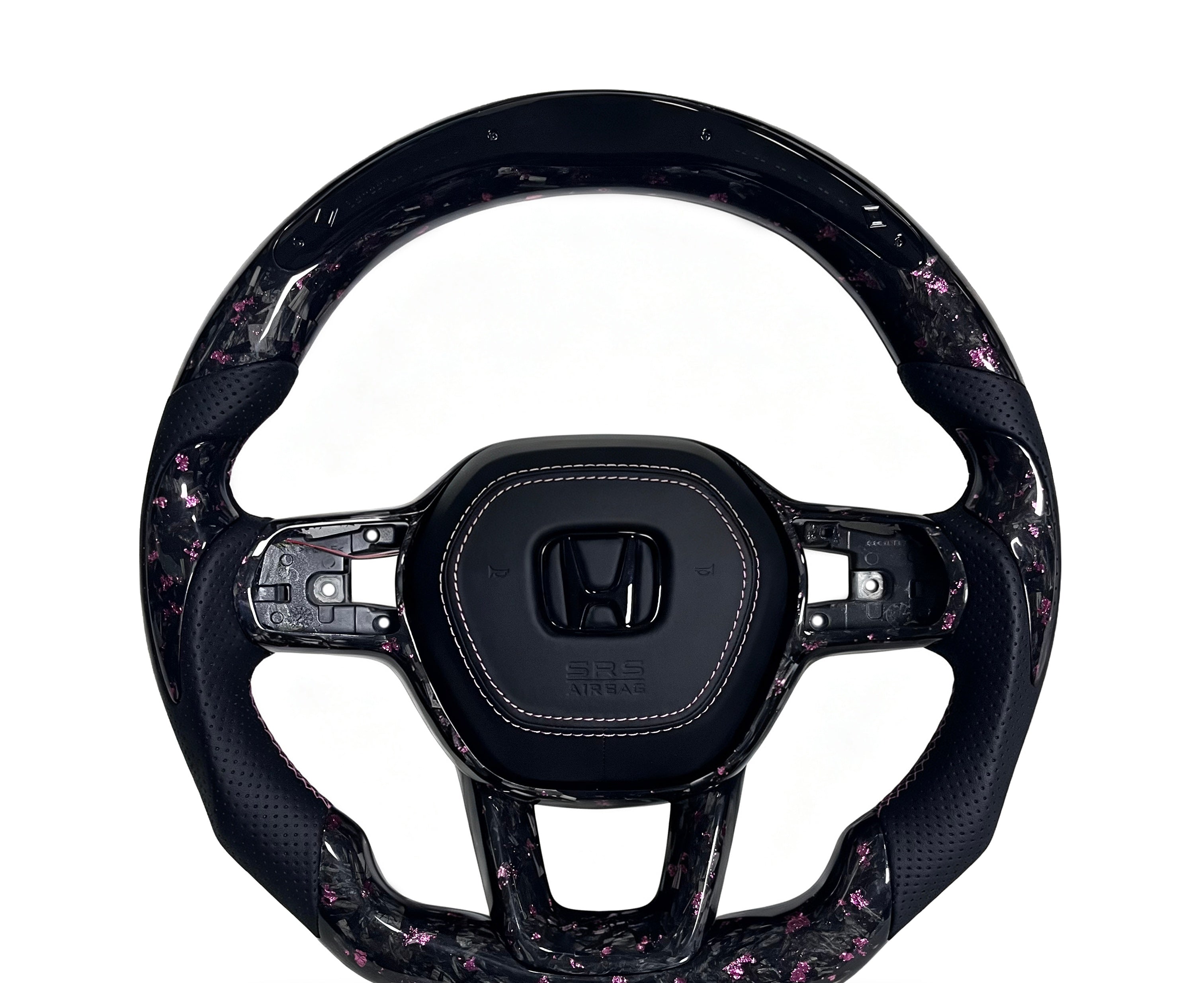 Honda Forged Carbon Fibre & Perforated Leather Steering Wheel (Design 16) on a clean white background