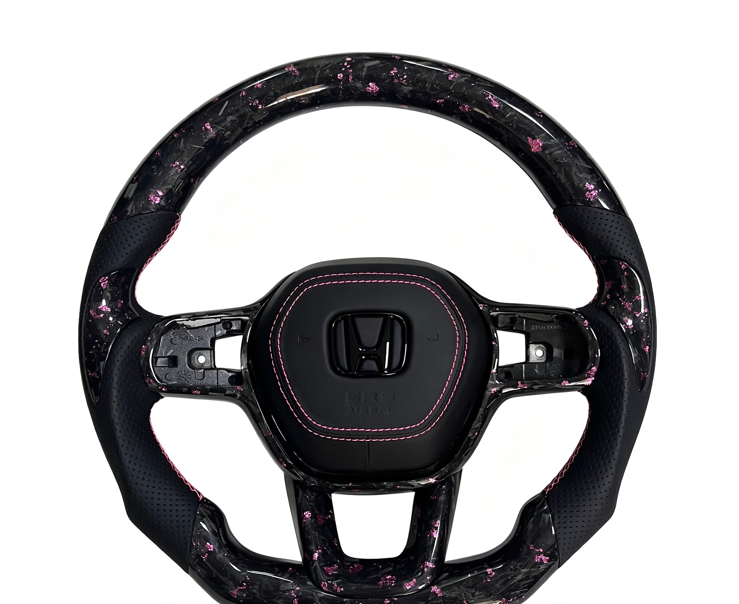Honda Forged Carbon Fibre & Perforated Leather Steering Wheel (Design 17) on a clean white background