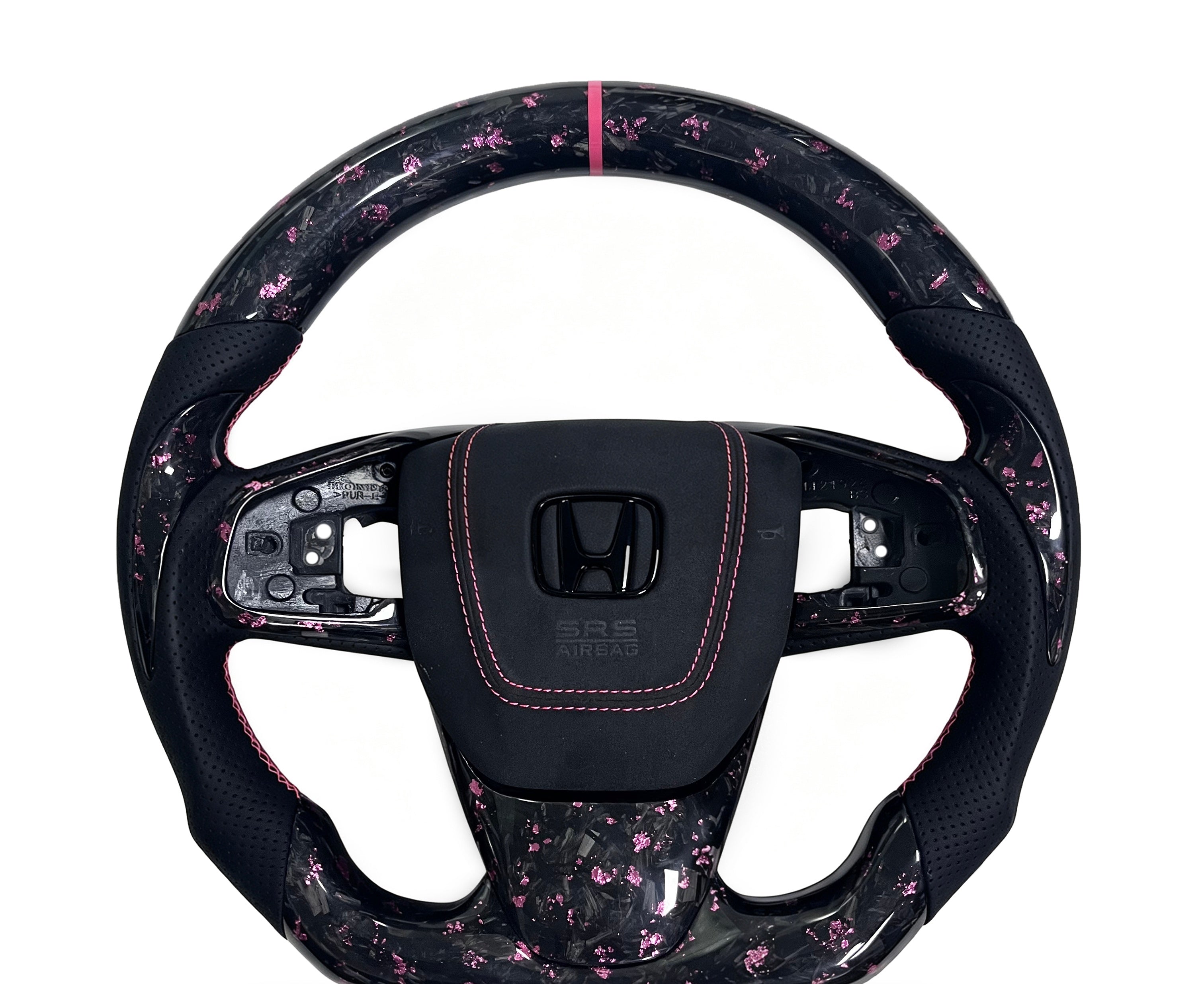 Honda Forged Carbon Fibre & Perforated Leather Steering Wheel (Design 18) on a clean white background