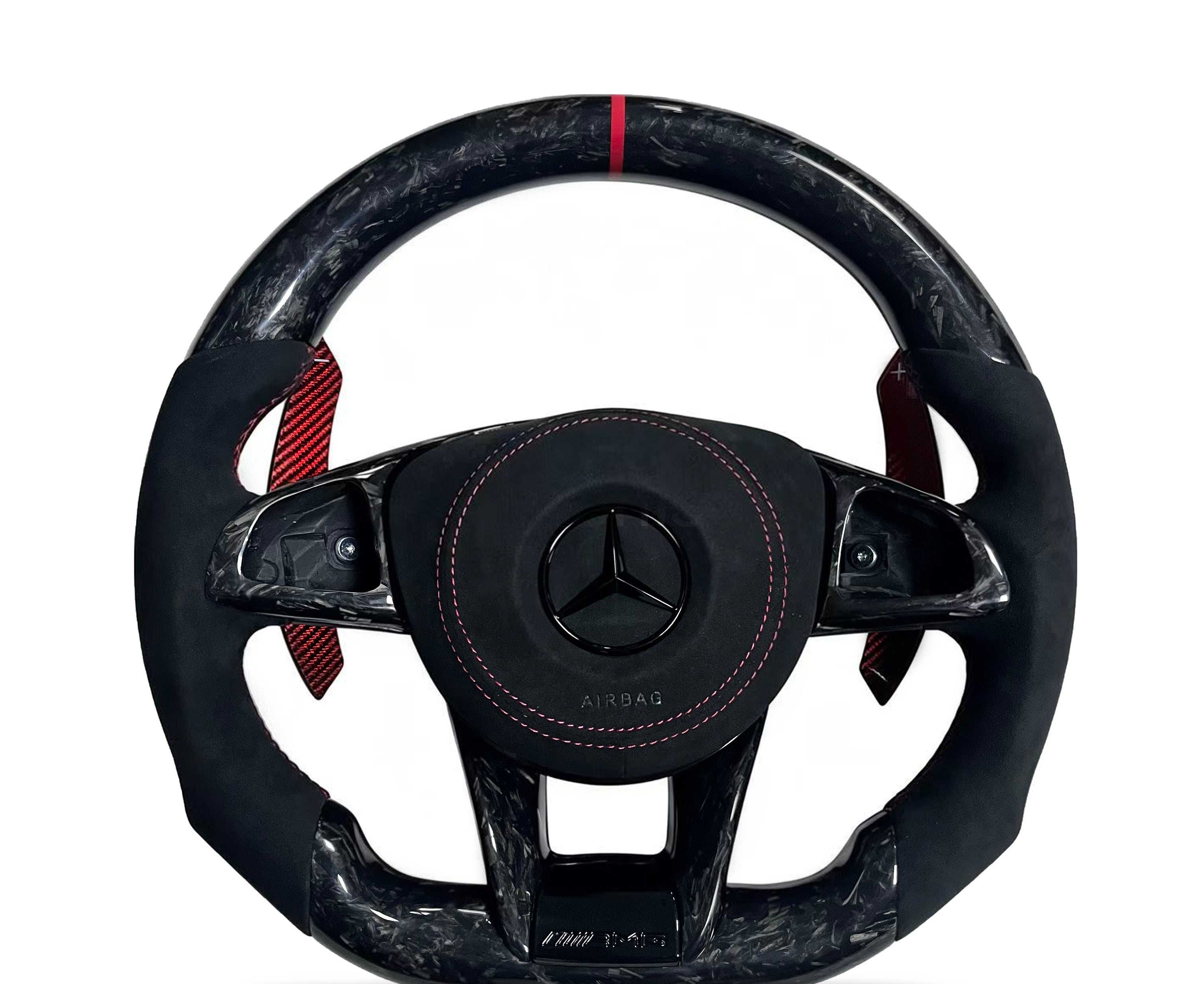Mercedes-Benz Forged Carbon Fibre & Alcantara Steering Wheel (Design 4) on a clean white background