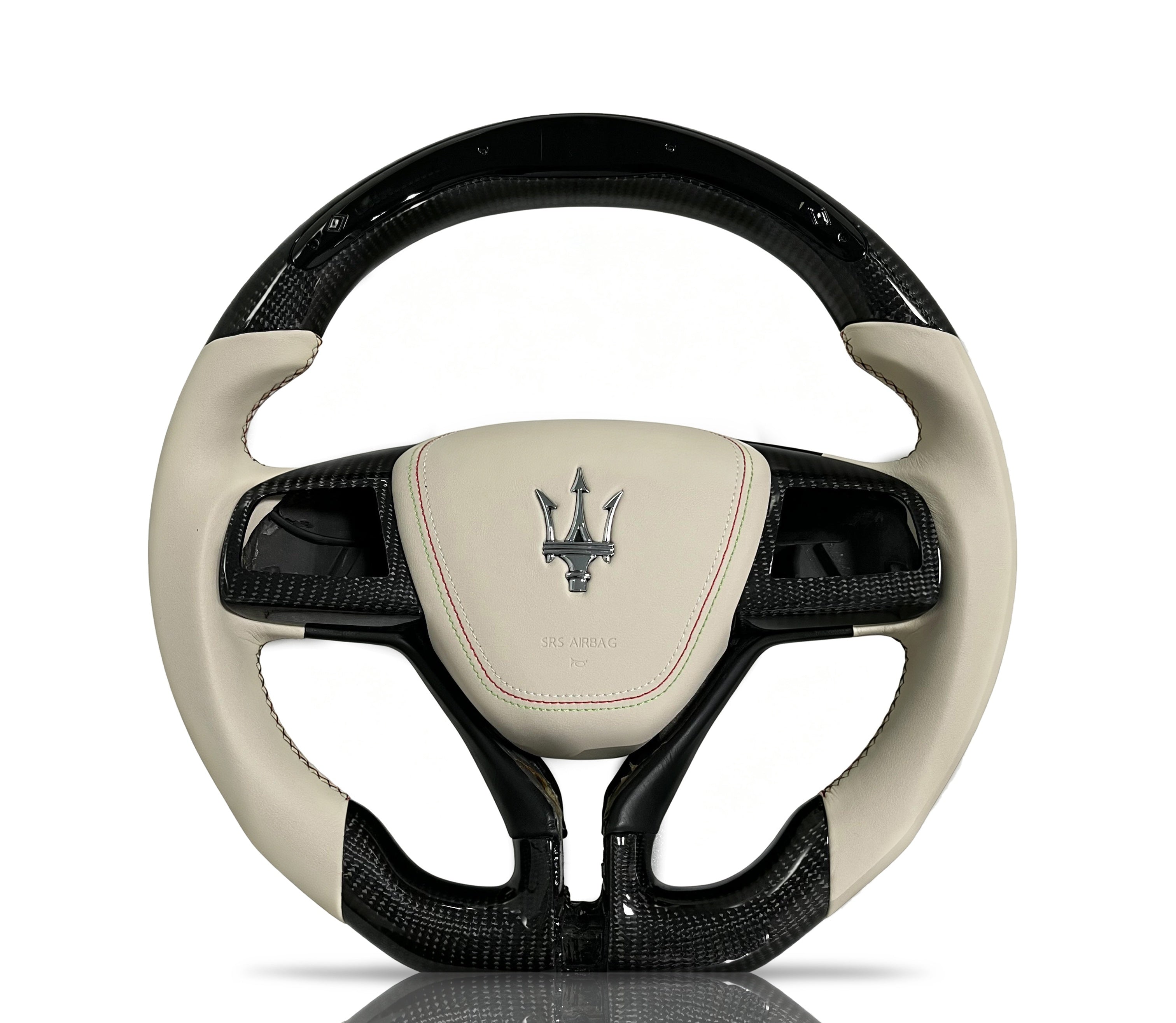 Maserati Carbon Fibre & Leather Steering Wheel (Design 01) on a clean white background