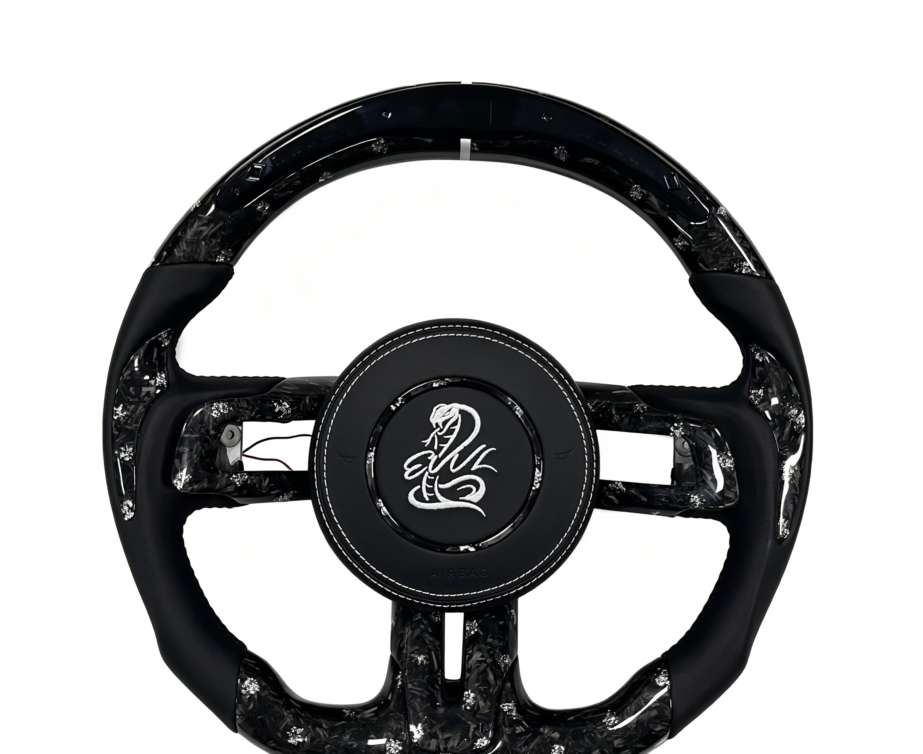 Mustang Mustang Forged Carbon Fibre & Leather Steering Wheel (Design 15) on a clean white background