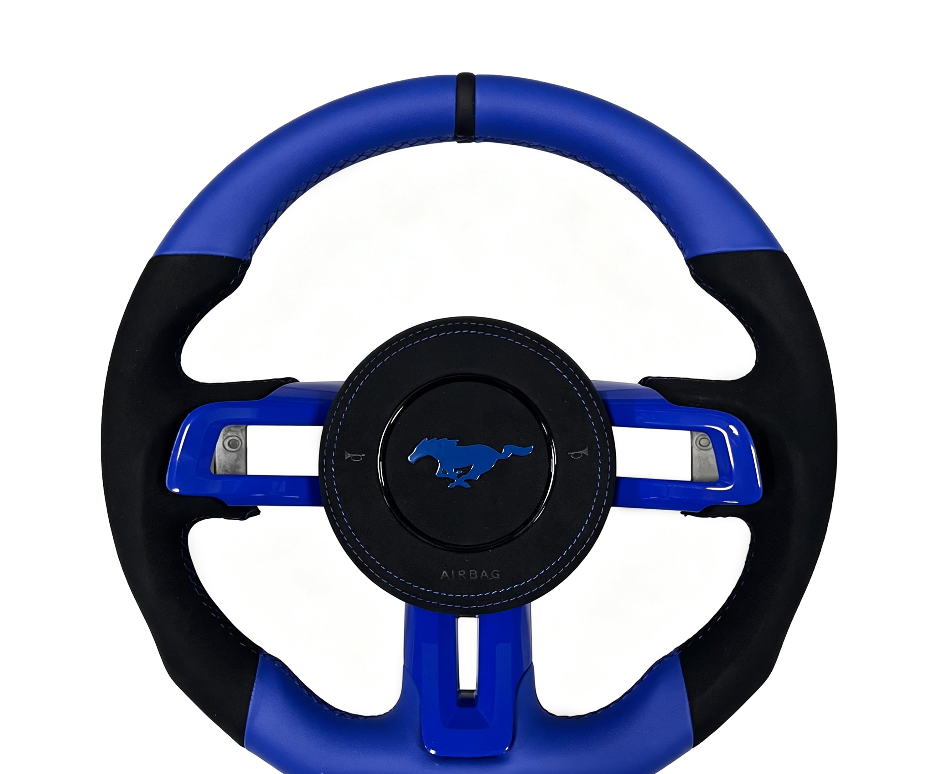 Ford Mustang Alcantara & Leather Steering Wheel (Design 18) on a clean white background