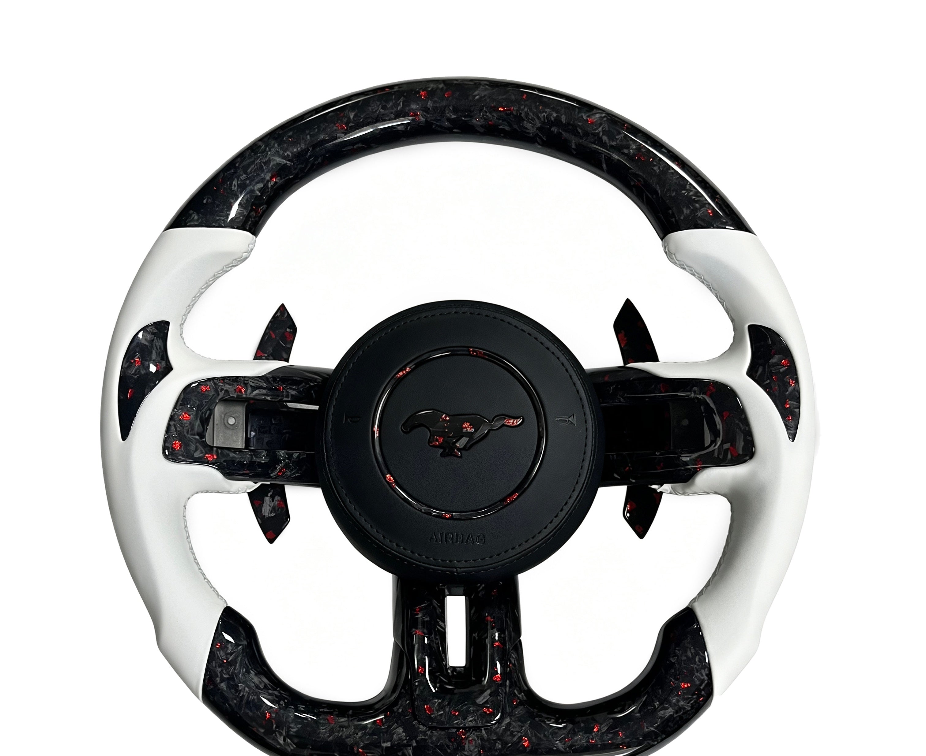 Mustang Mustang Forged Carbon Fibre & Leather Steering Wheel (Design 22) on a clean white background