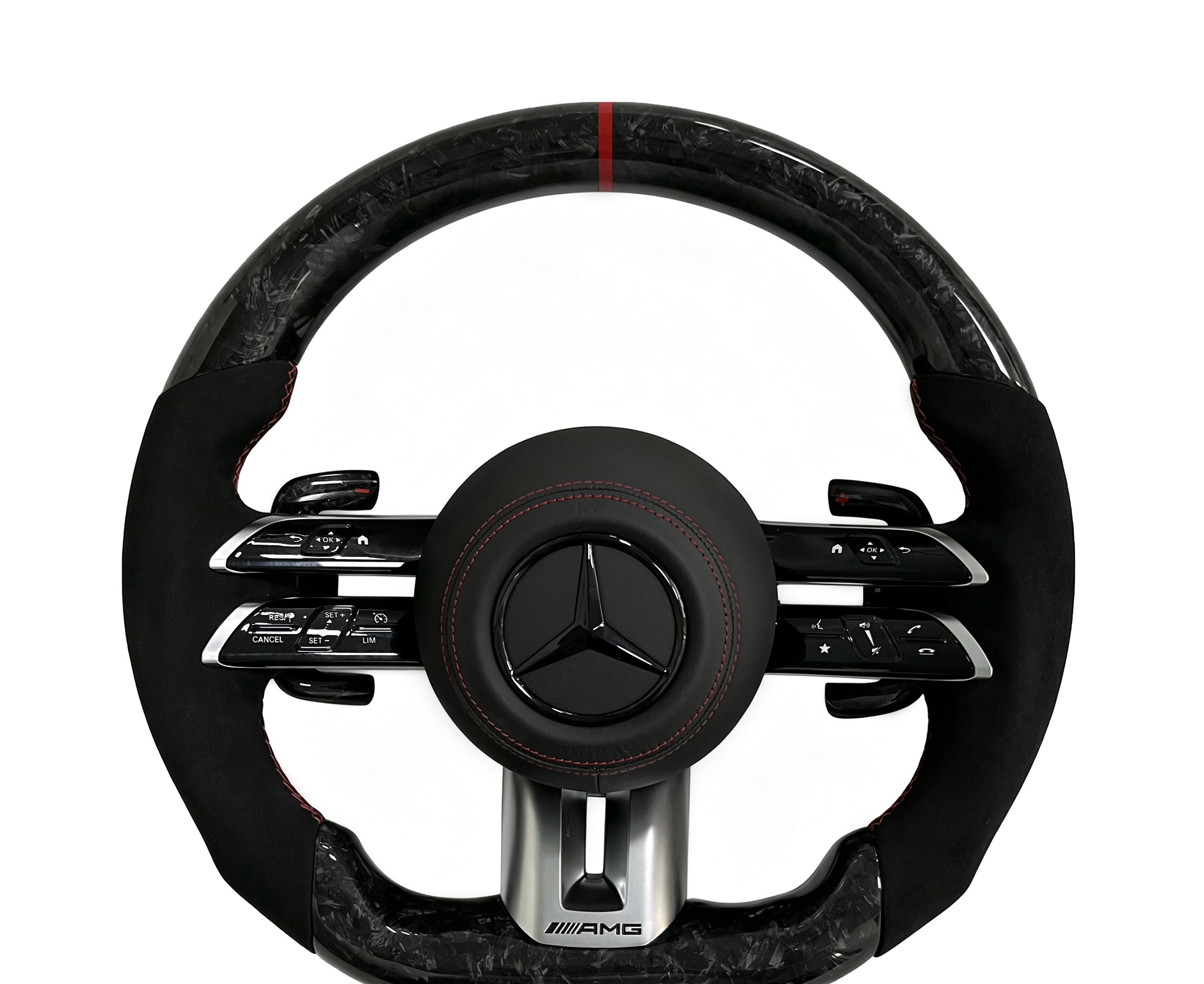 Mercedes-Benz Forged Carbon Fibre & Alcantara Steering Wheel (Design 11) on a clean white background
