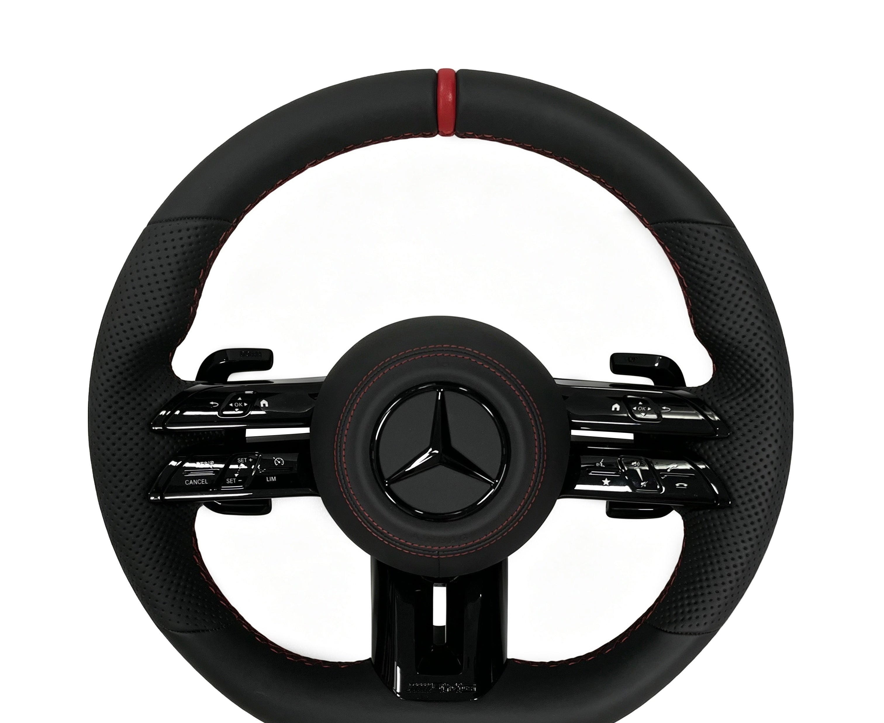 Mercedes-Benz Smooth Leather & Perforated Leather Steering Wheel (Design 17) on a clean white background
