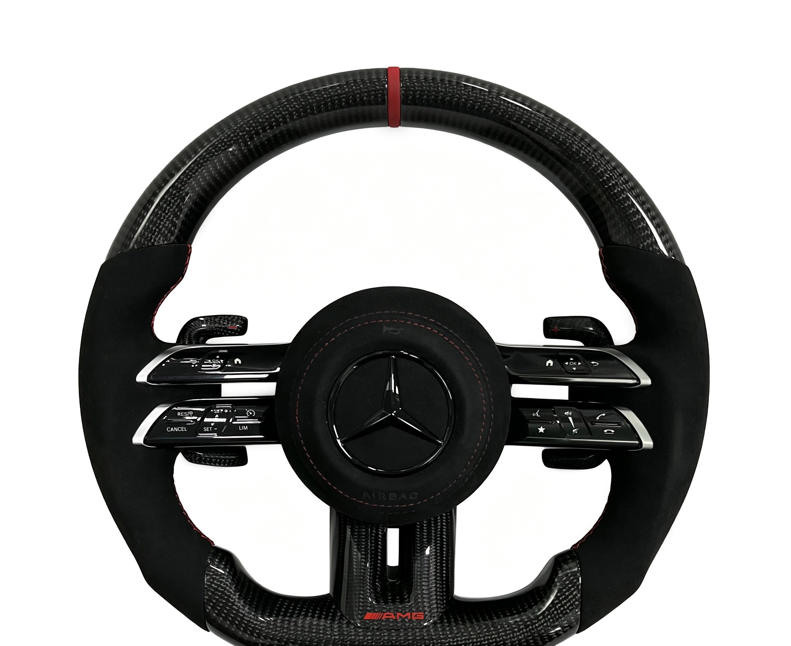 Mercedes-Benz Carbon Fibre & Alcantara Steering Wheel (Design 27) on a clean white background