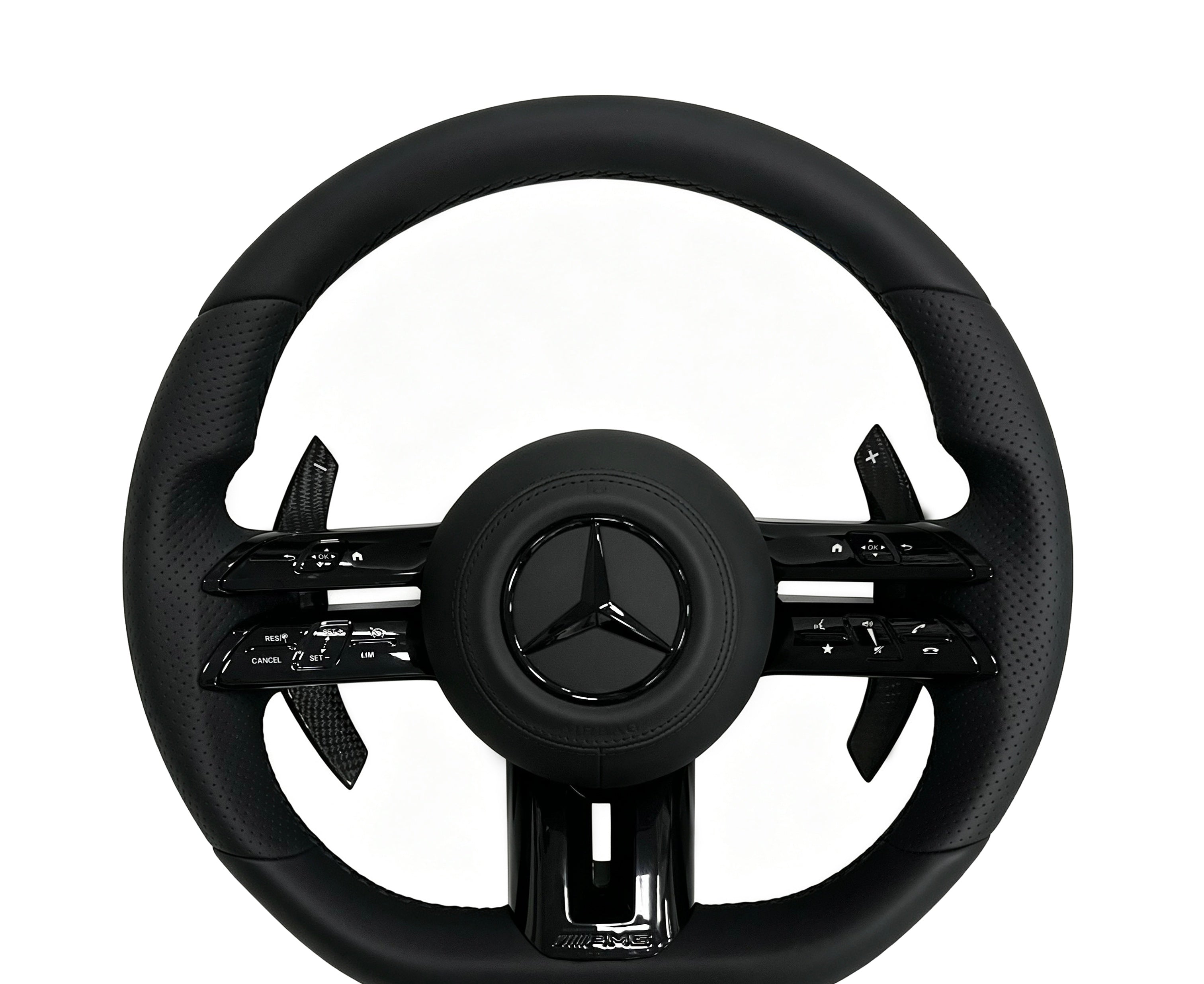 Mercedes-Benz Smooth Leather & Perforated Leather Steering Wheel (Design 29) on a clean white background