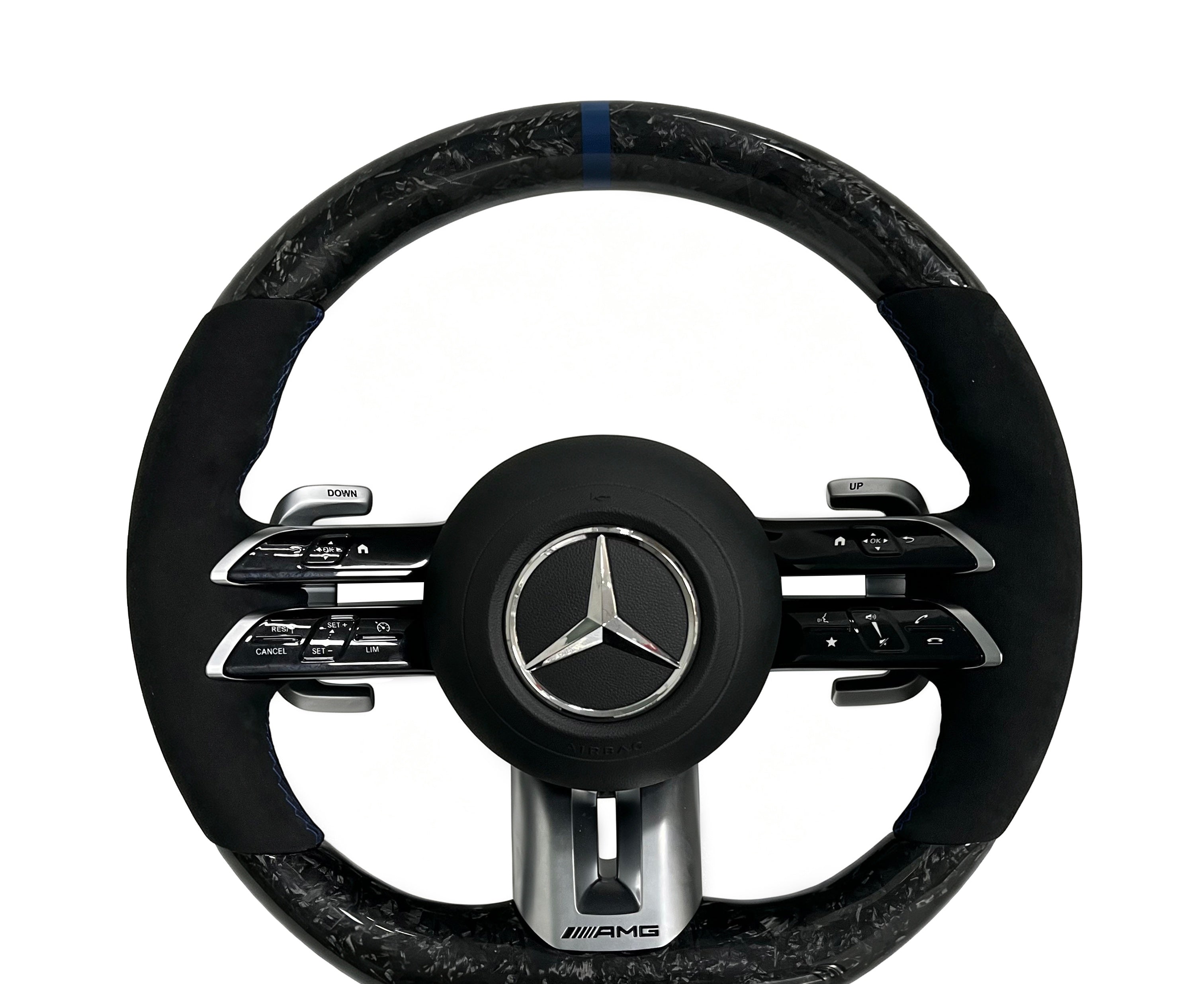 Mercedes-Benz Forged Carbon Fibre & Alcantara Steering Wheel (Design 42) on a clean white background