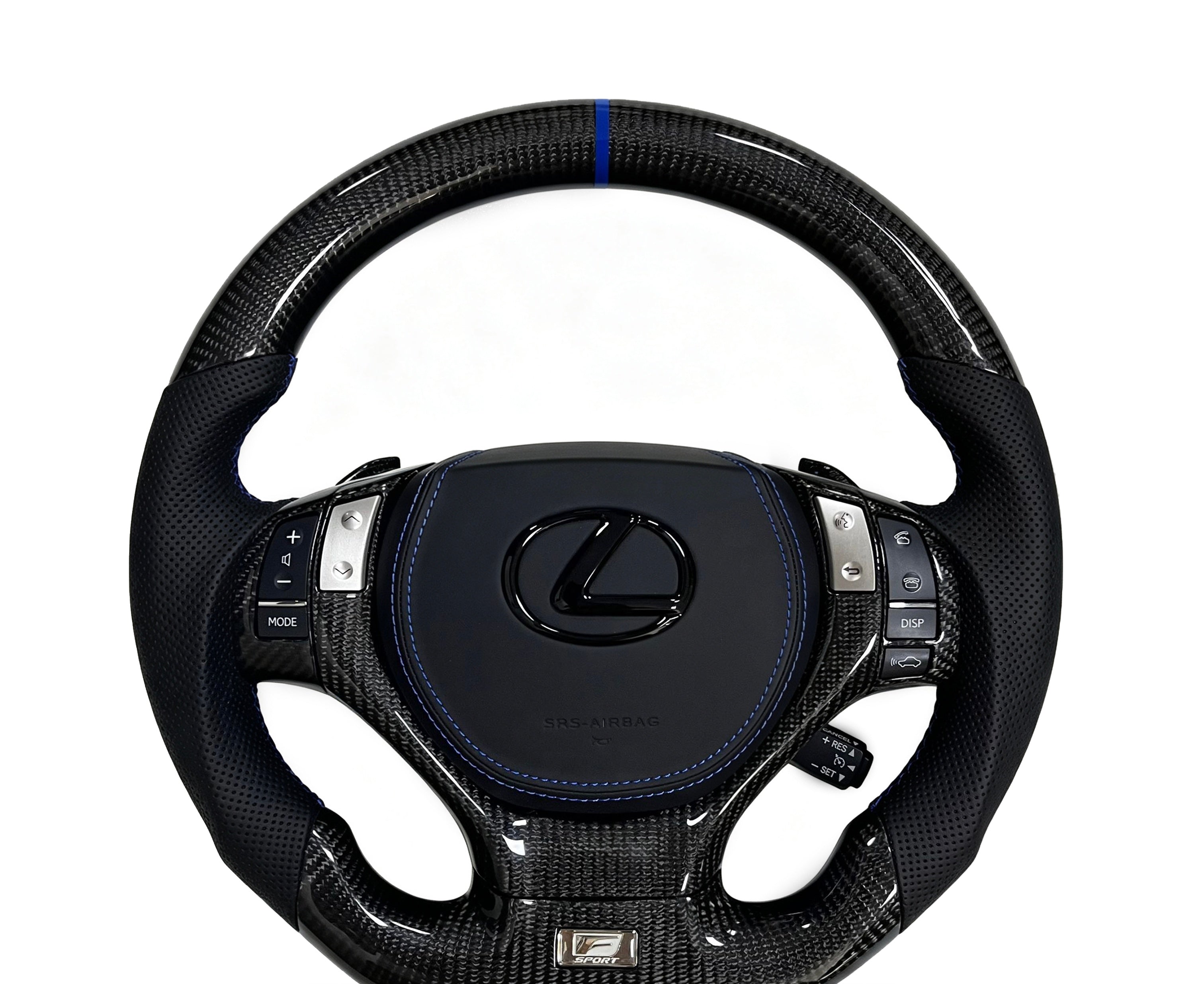Lexus Carbon Fibre & Perforated Leather Steering Wheel XI on a clean white background