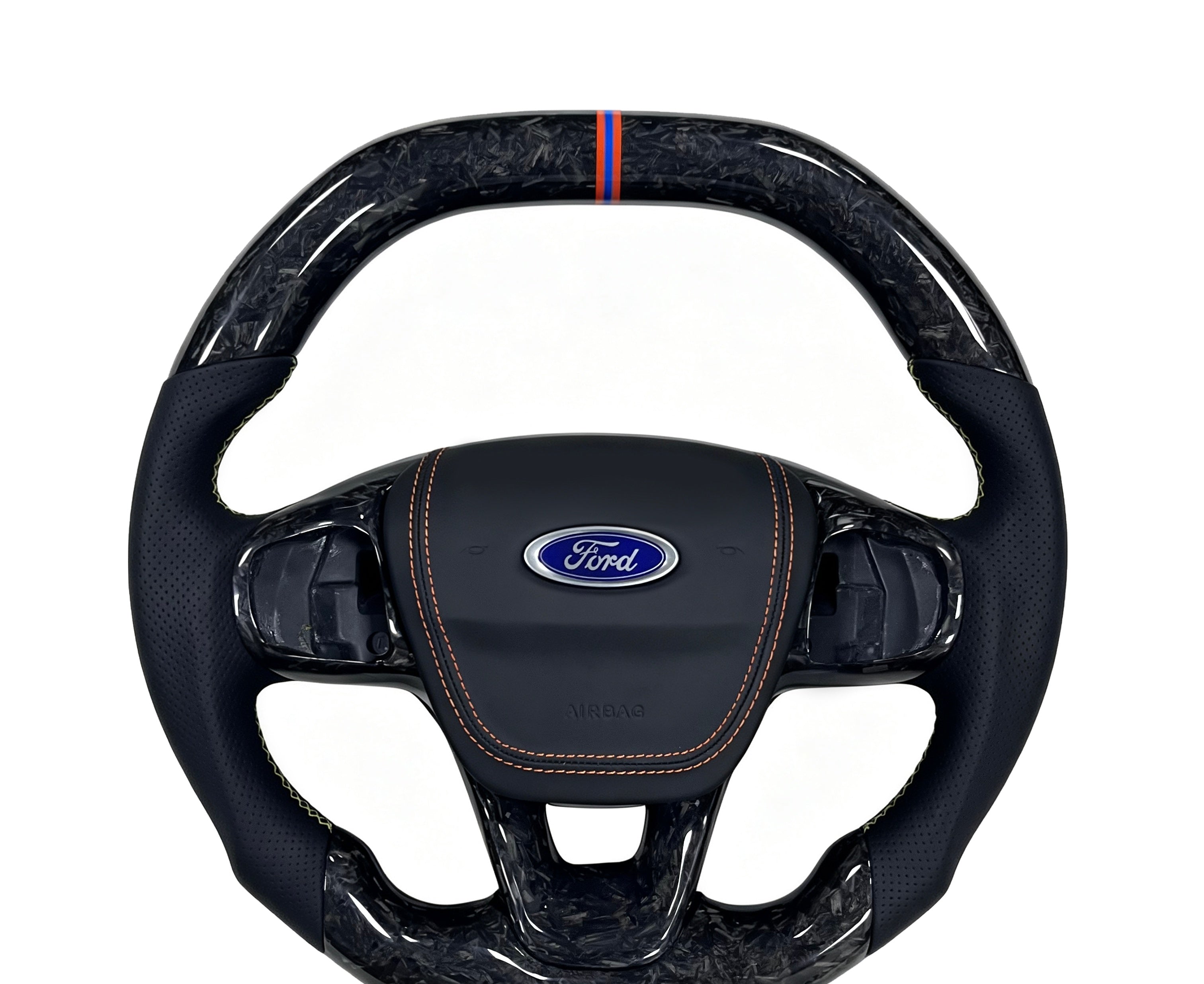 Ford Forged Carbon & Perforated Leather Steering Wheel (Design 4) on a clean white background