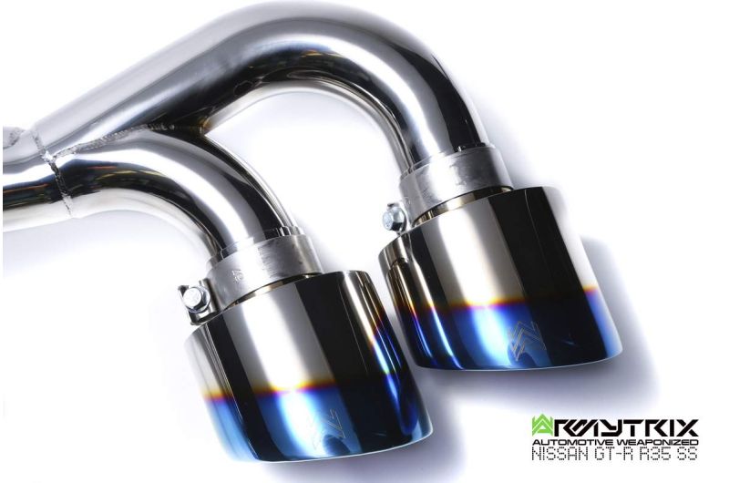 Armytrix Valvetronic 90mm Stainless Steel Exhaust System with Race Y-Pipe & Quad Chrome Tips Nissan GT-R R35