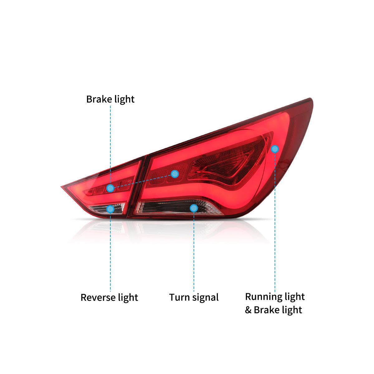 LED Tail Lights for Hyundai Sonata 2011-2014 - Red/Clear Lens