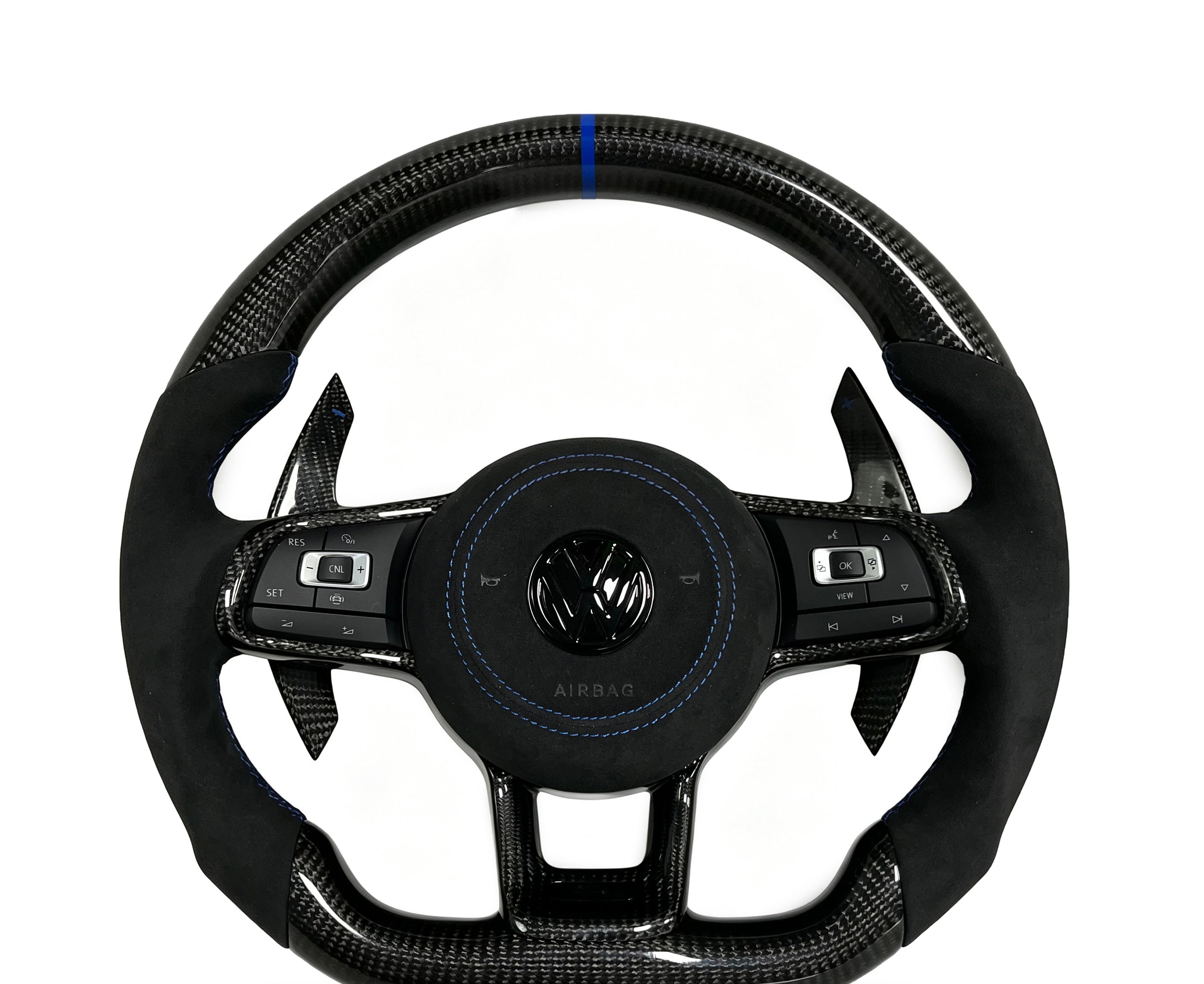Volkswagen Golf Carbon Fibre & Alcantara Steering Wheel (Design 01) on a clean white background