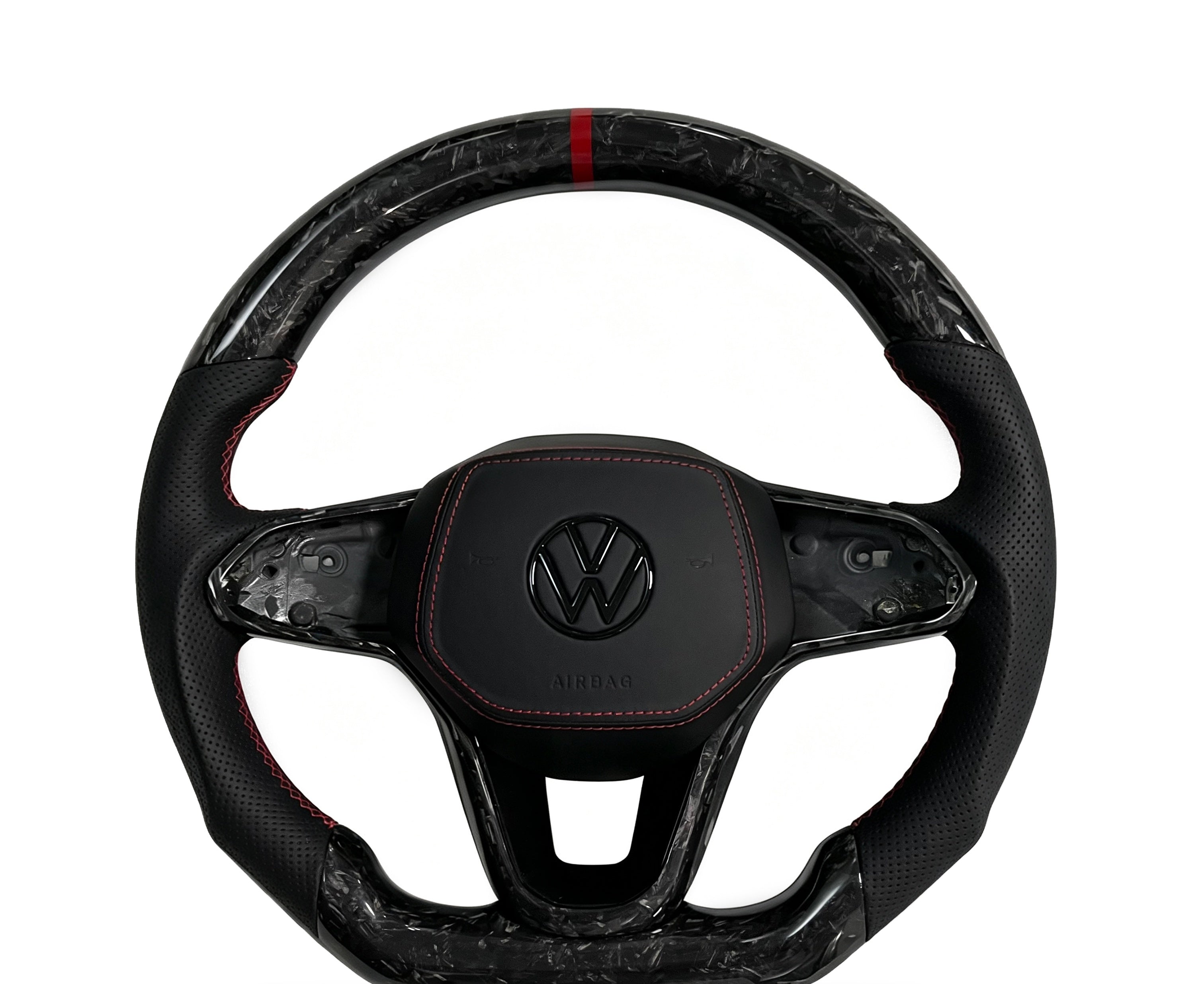 Volkswagen Golf Forged Carbon Fibre & Perforated Leather Steering Wheel (Design 18) on a clean white background