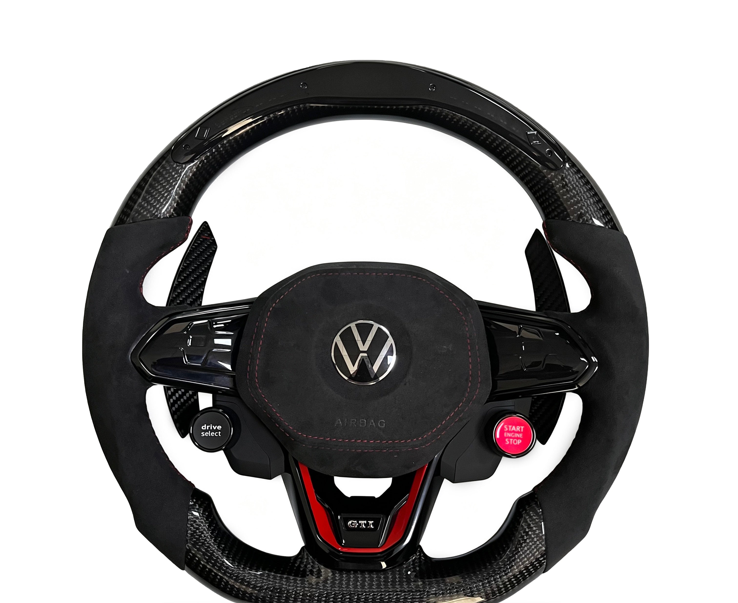 Volkswagen Golf Carbon Fibre & Alcantara Steering Wheel (Design 20) on a clean white background