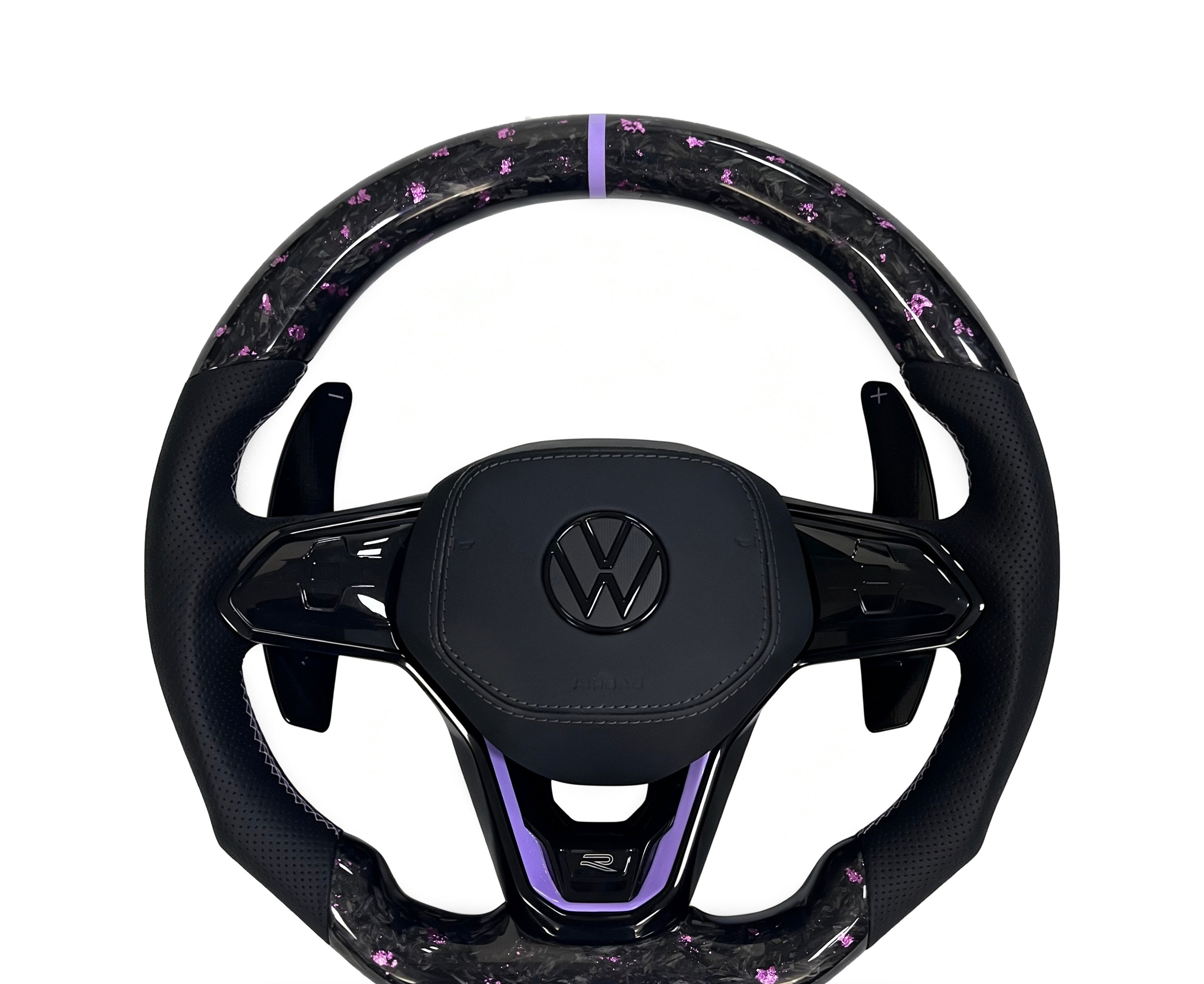 Volkswagen Golf Forged Carbon Fibre & Perforated Leather Steering Wheel (Design 21) on a clean white background