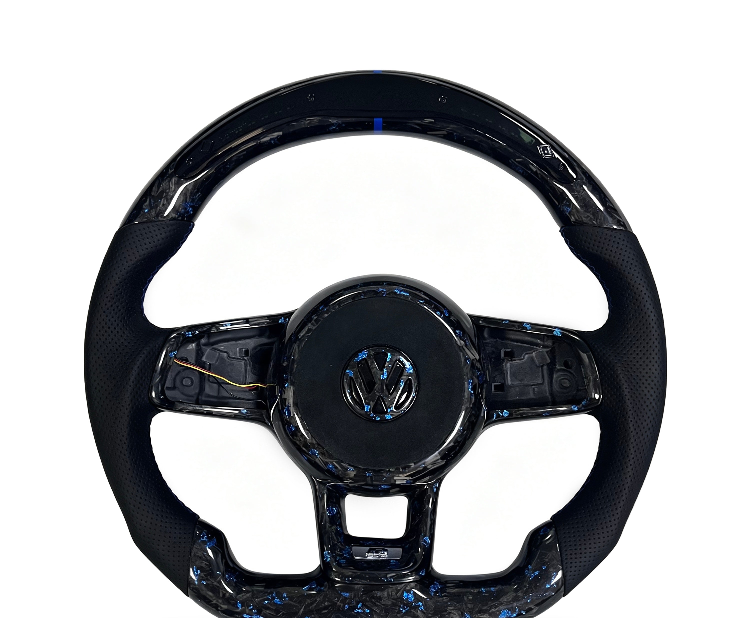Volkswagen Golf Forged Carbon Fibre & Perforated Leather Steering Wheel (Design 25) on a clean white background