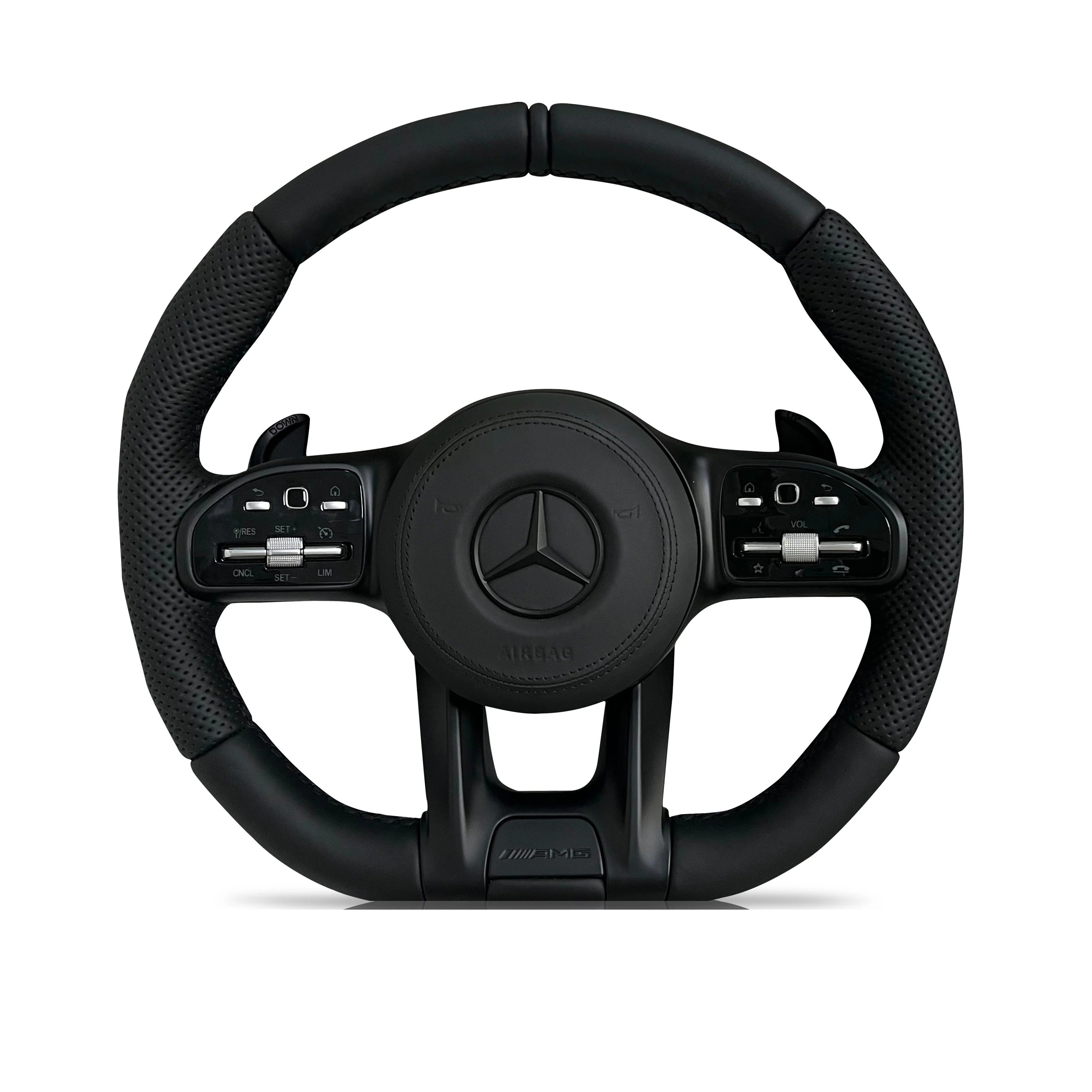 Steering wheel on a clean white background
