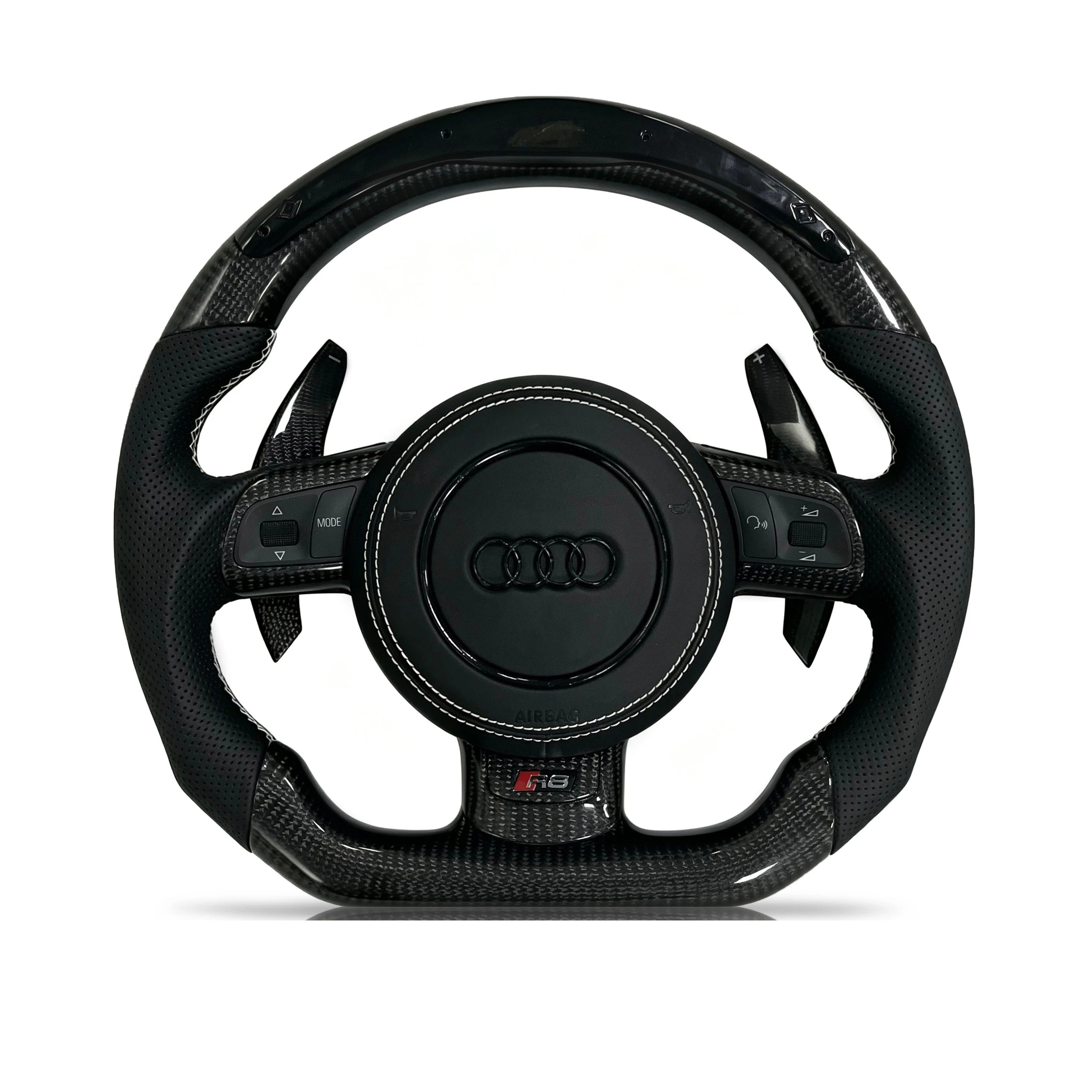 Steering wheel on a clean white background