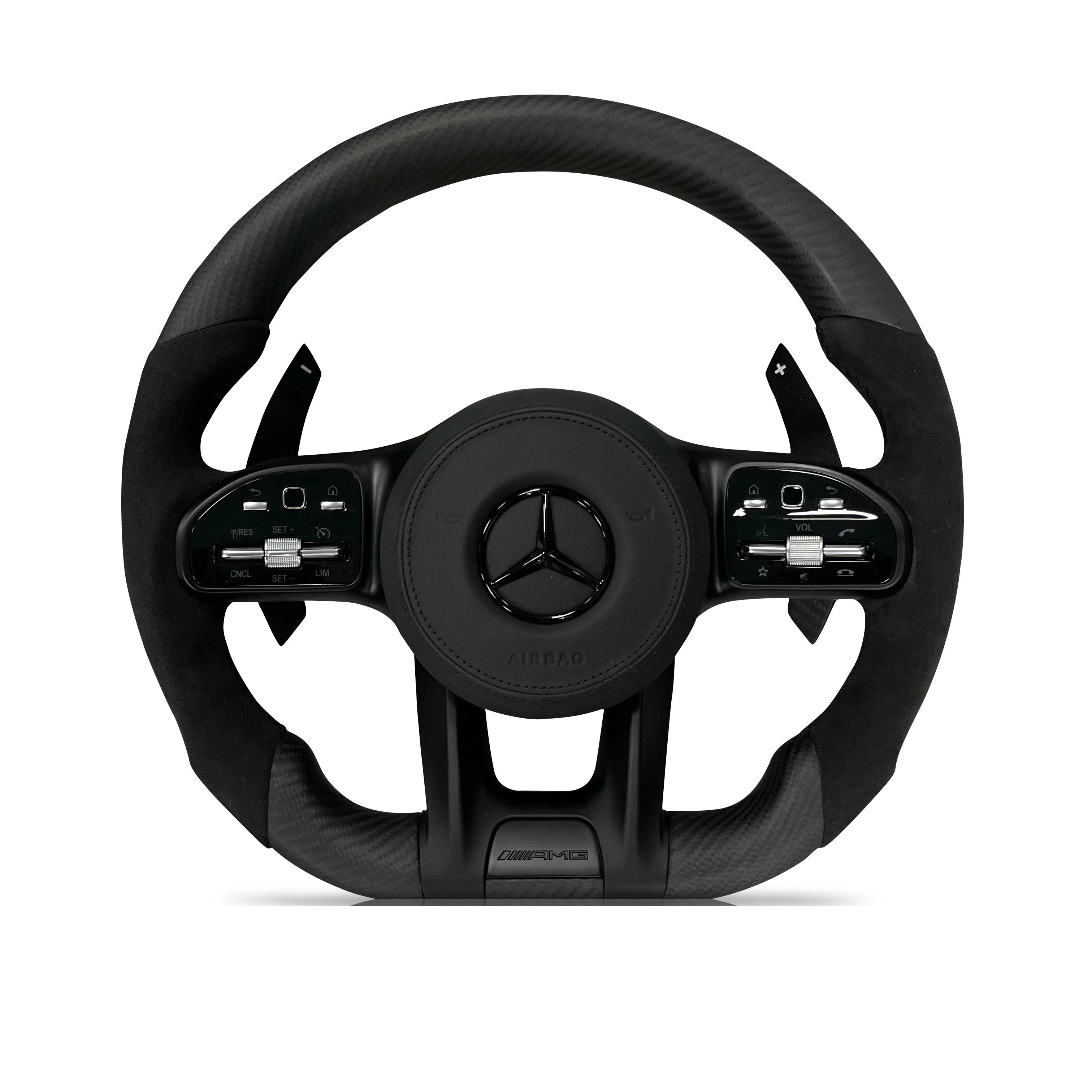 Steering wheel on a clean white background
