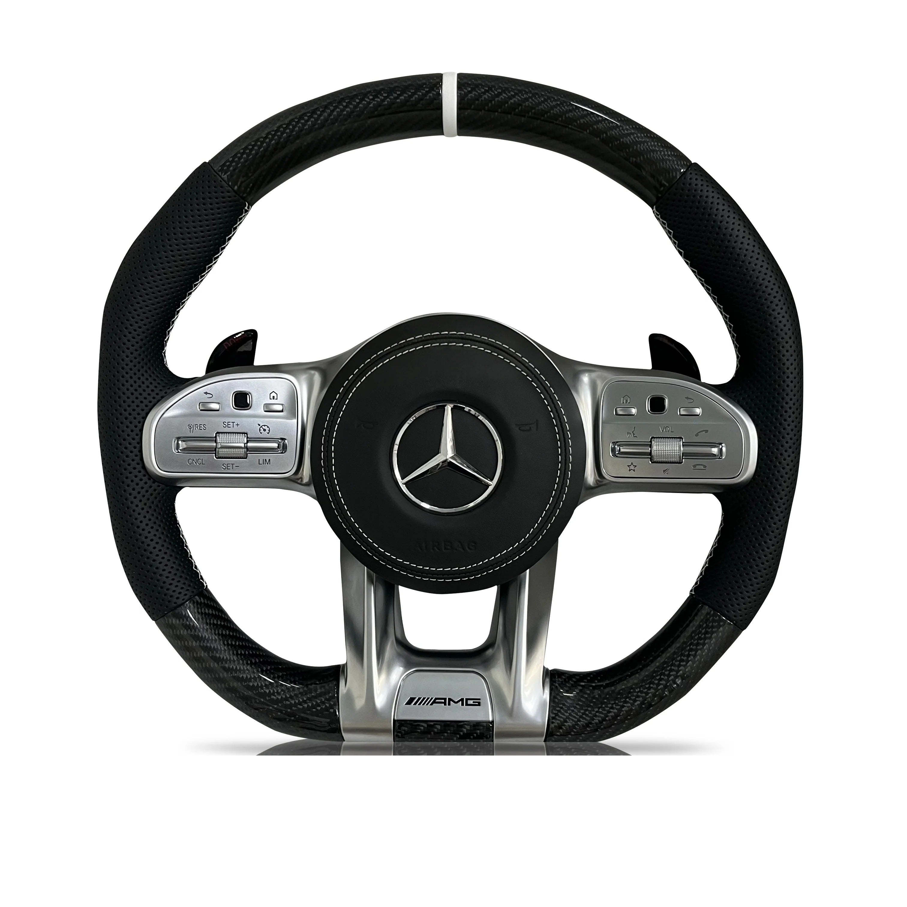 Steering wheel on a clean white background