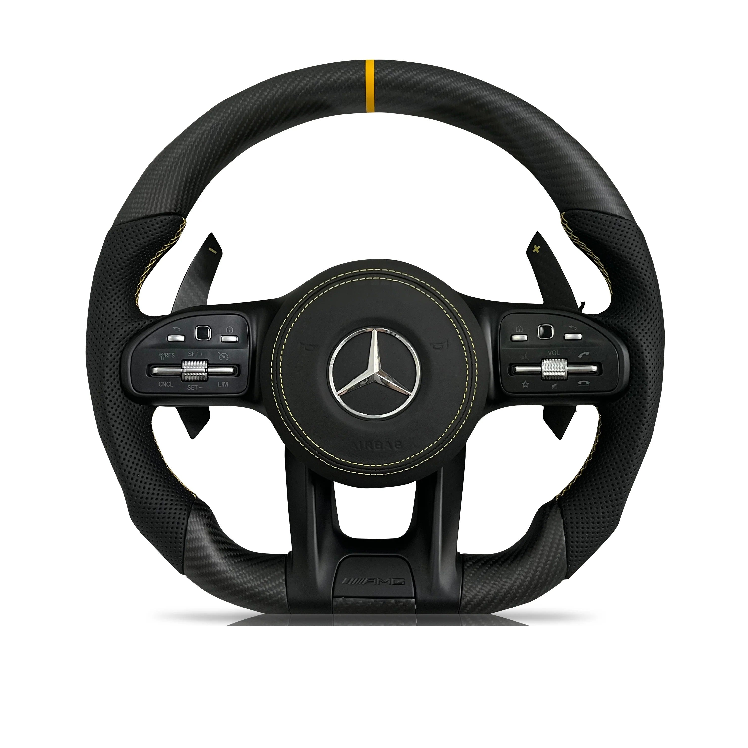 Steering wheel on a clean white background