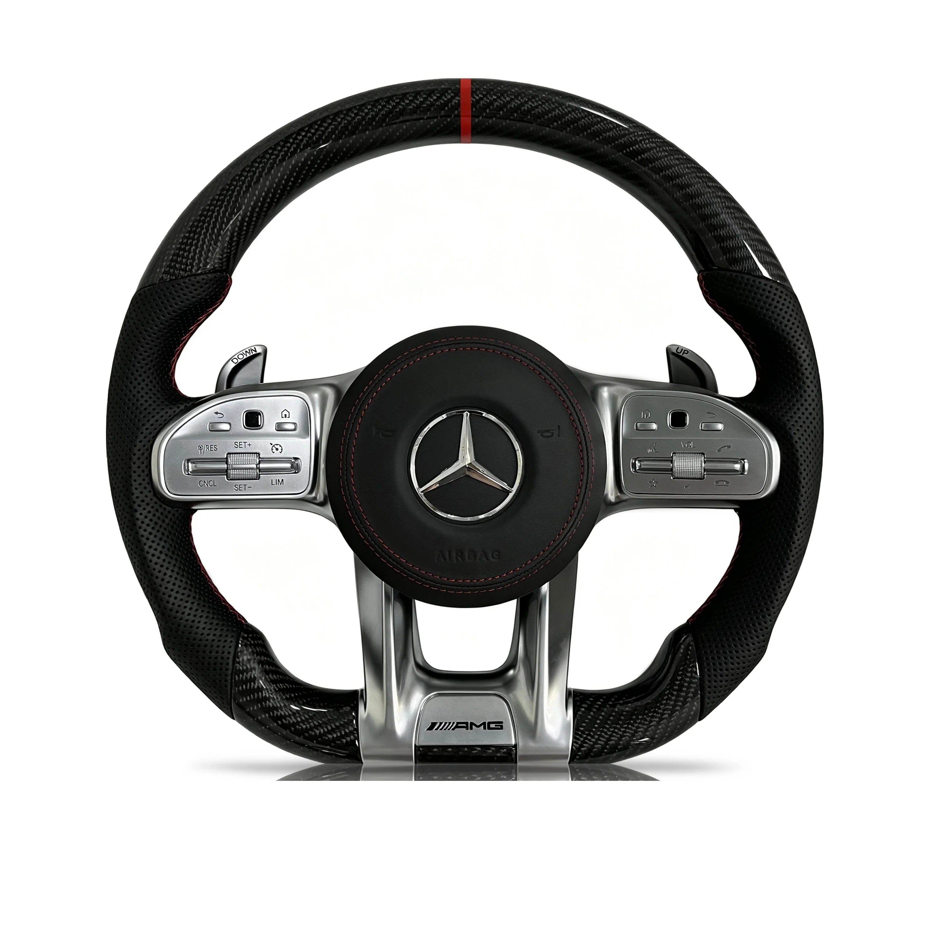 Steering wheel on a clean white background