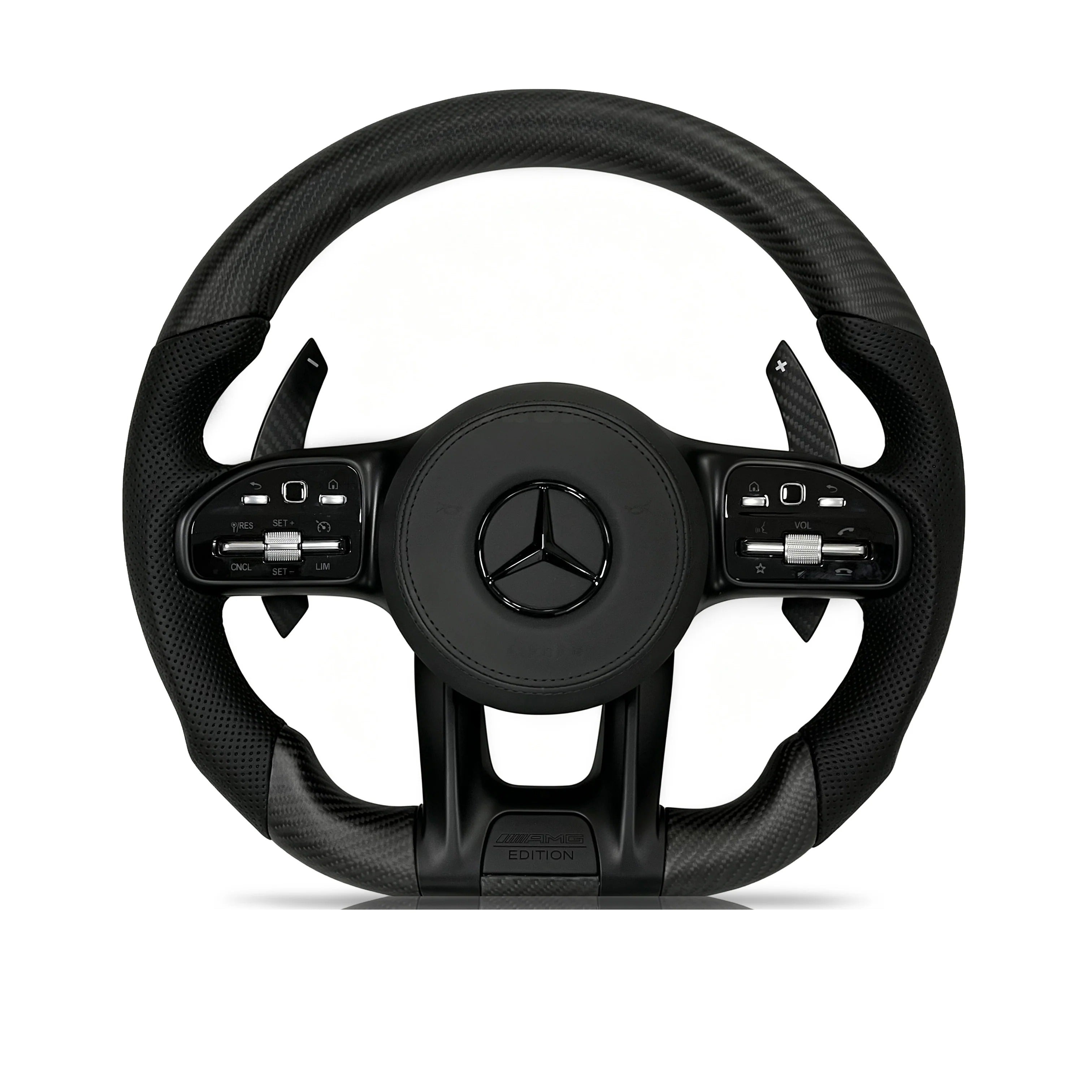 Steering wheel on a clean white background