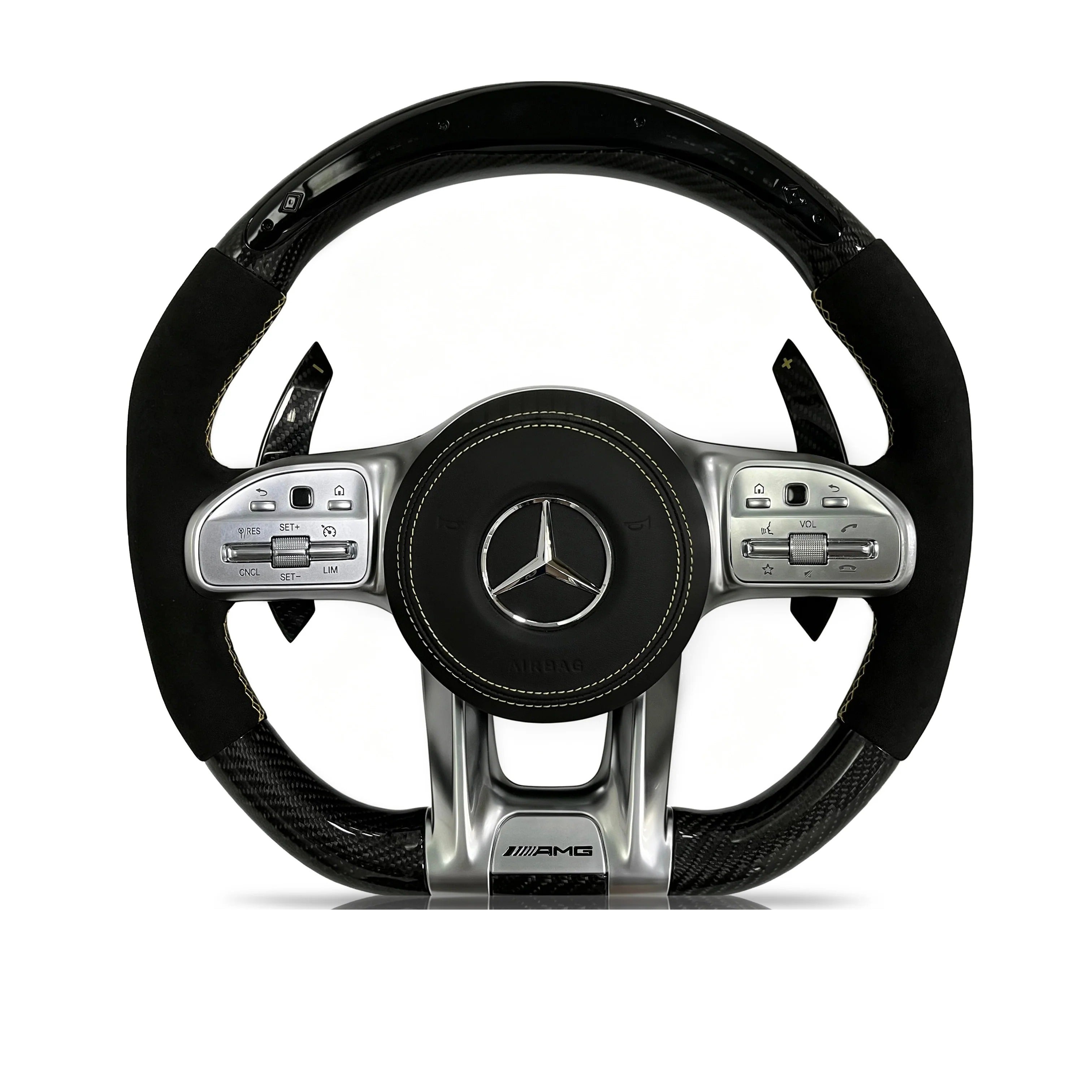 Steering wheel on a clean white background