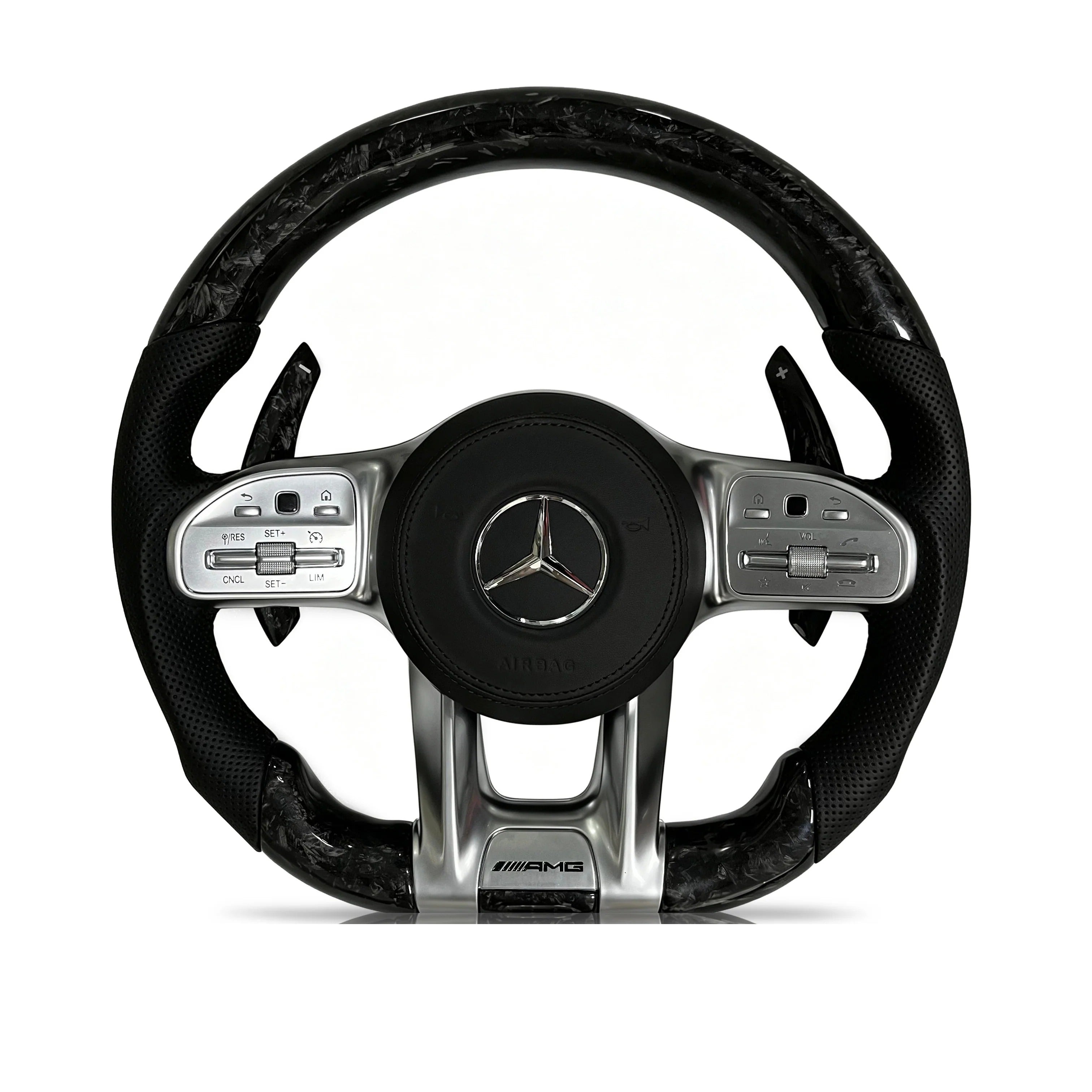 Steering wheel on a clean white background