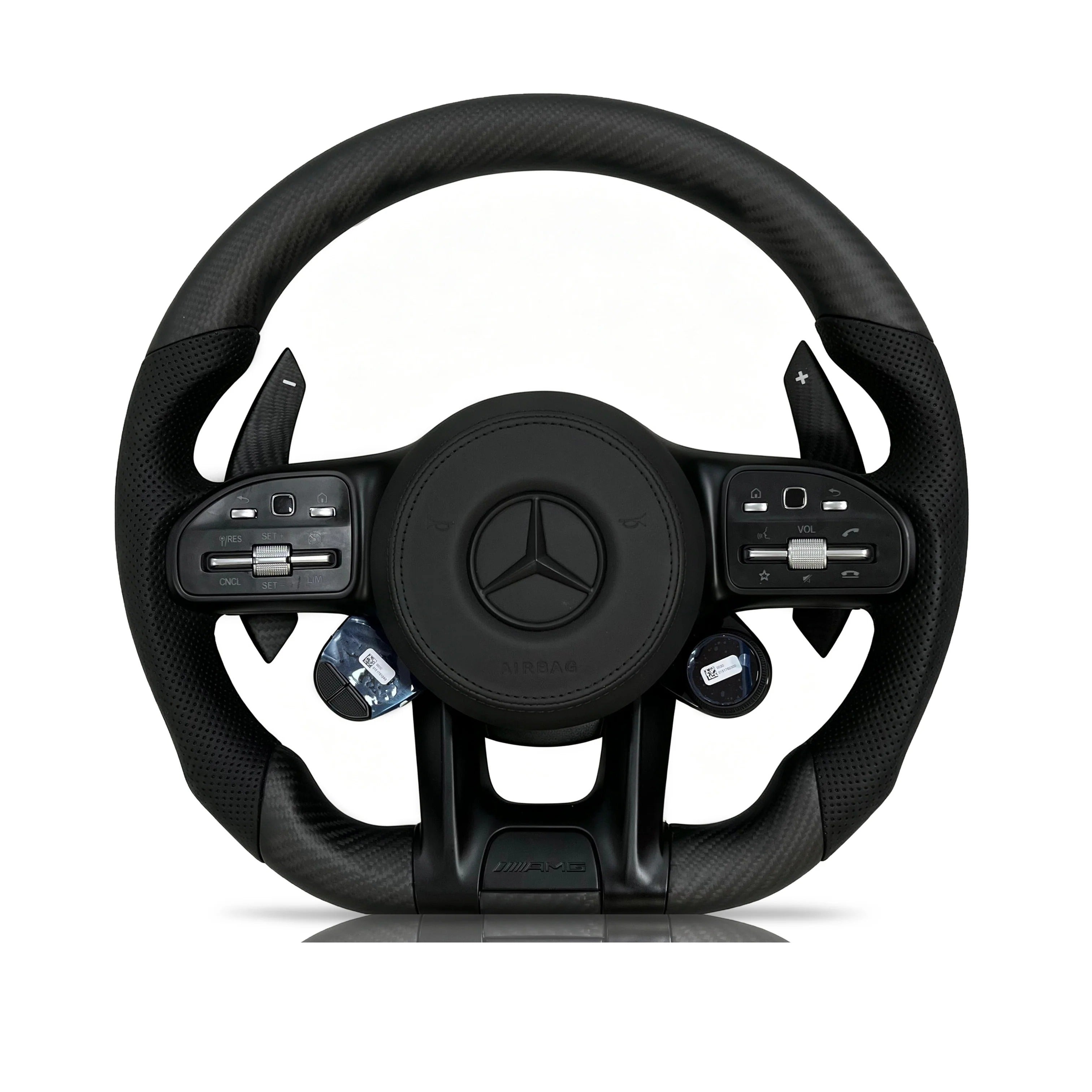 Steering wheel on a clean white background