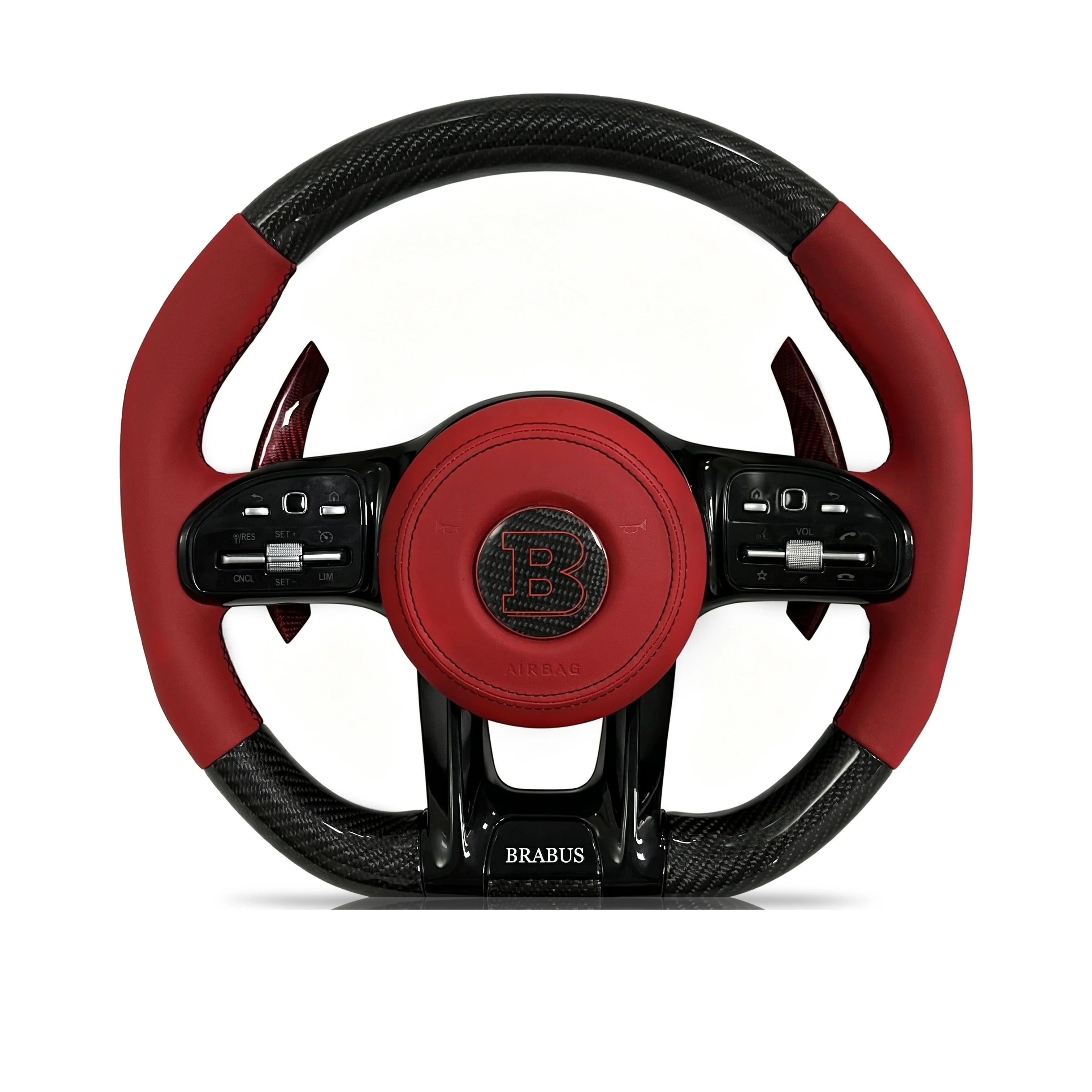Steering wheel on a clean white background