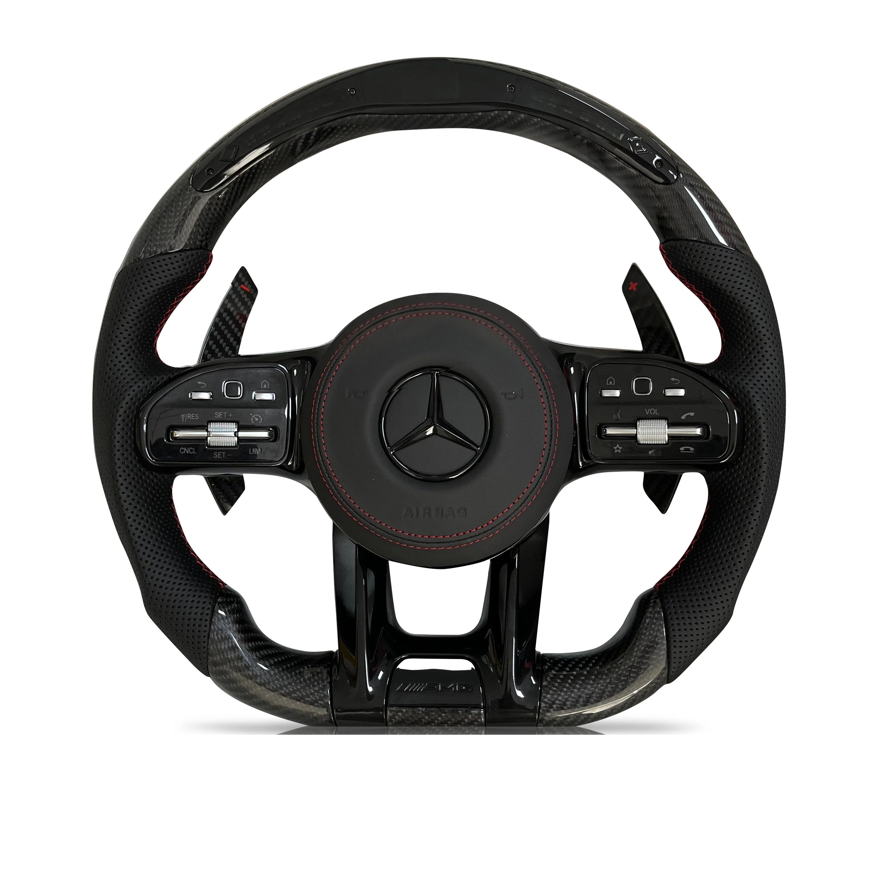 Steering wheel on a clean white background